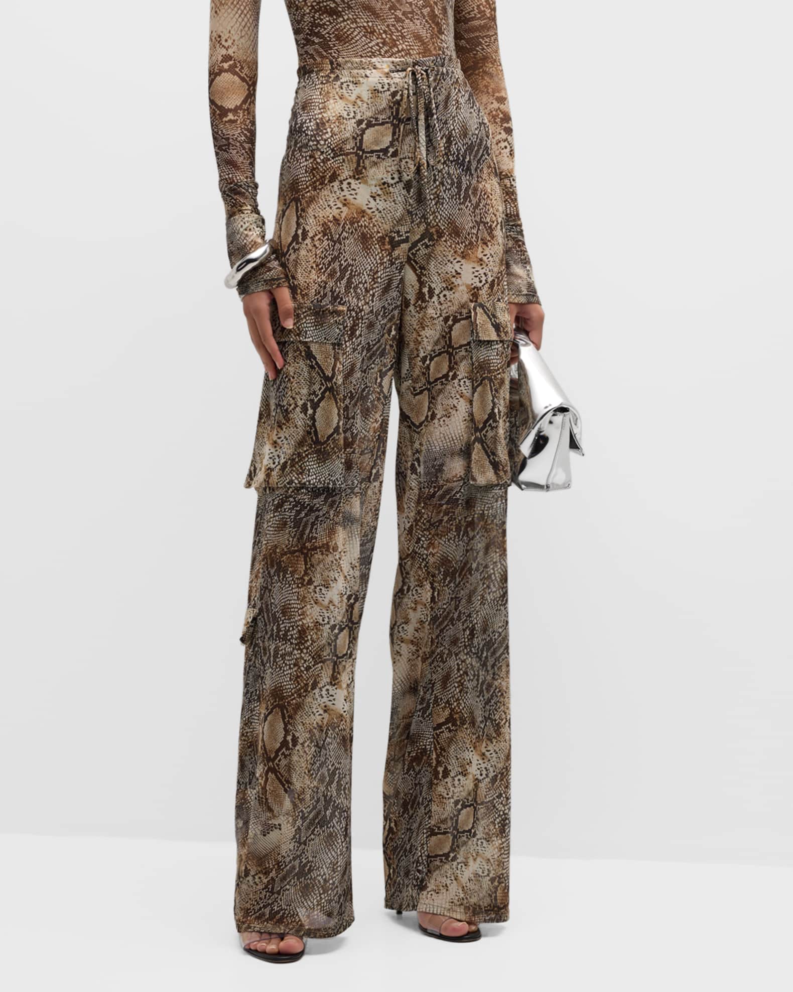 Snake print straight leg trousers hot sale