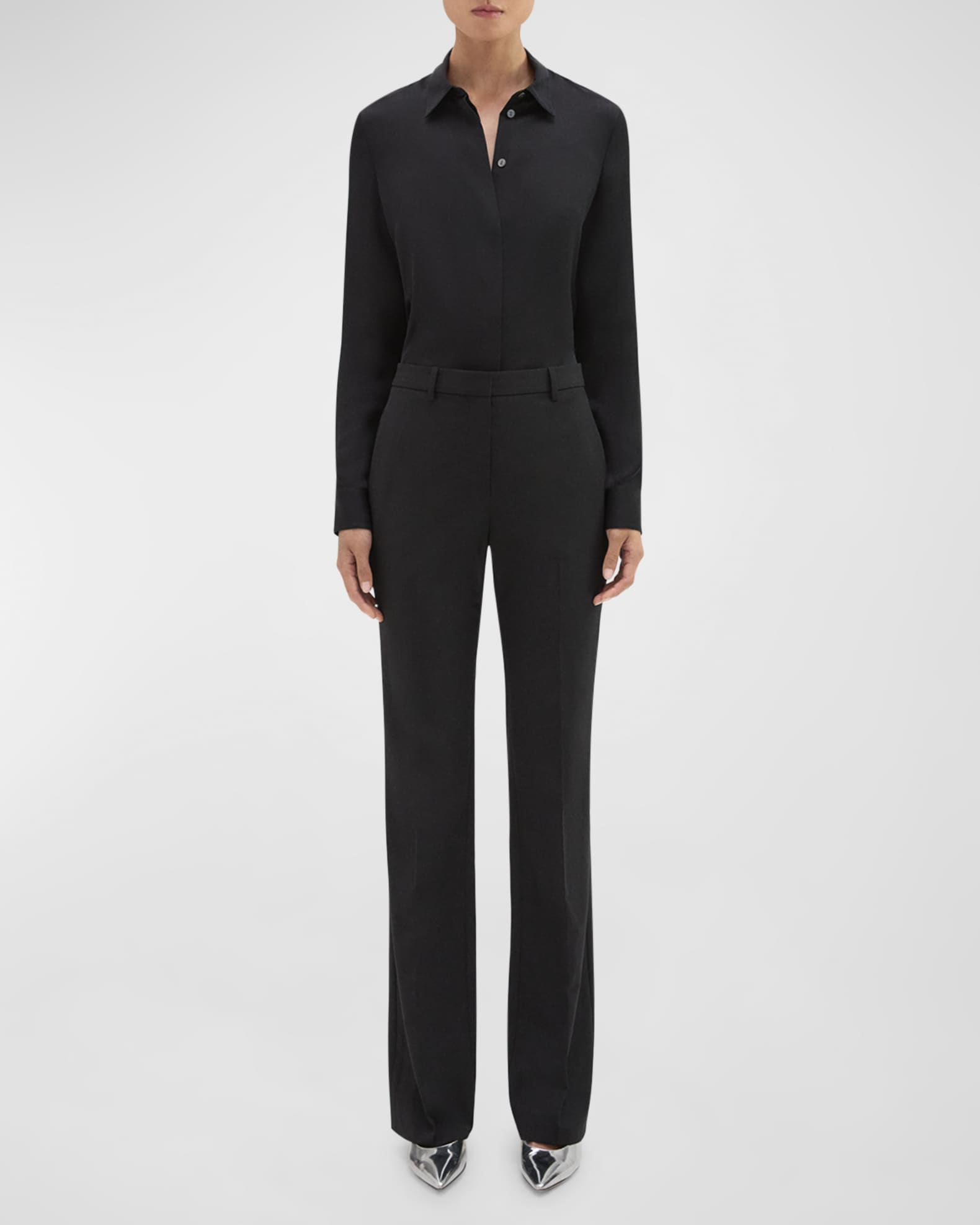 Traceable Wool Slim Straight-Leg Trousers Neiman Marcus