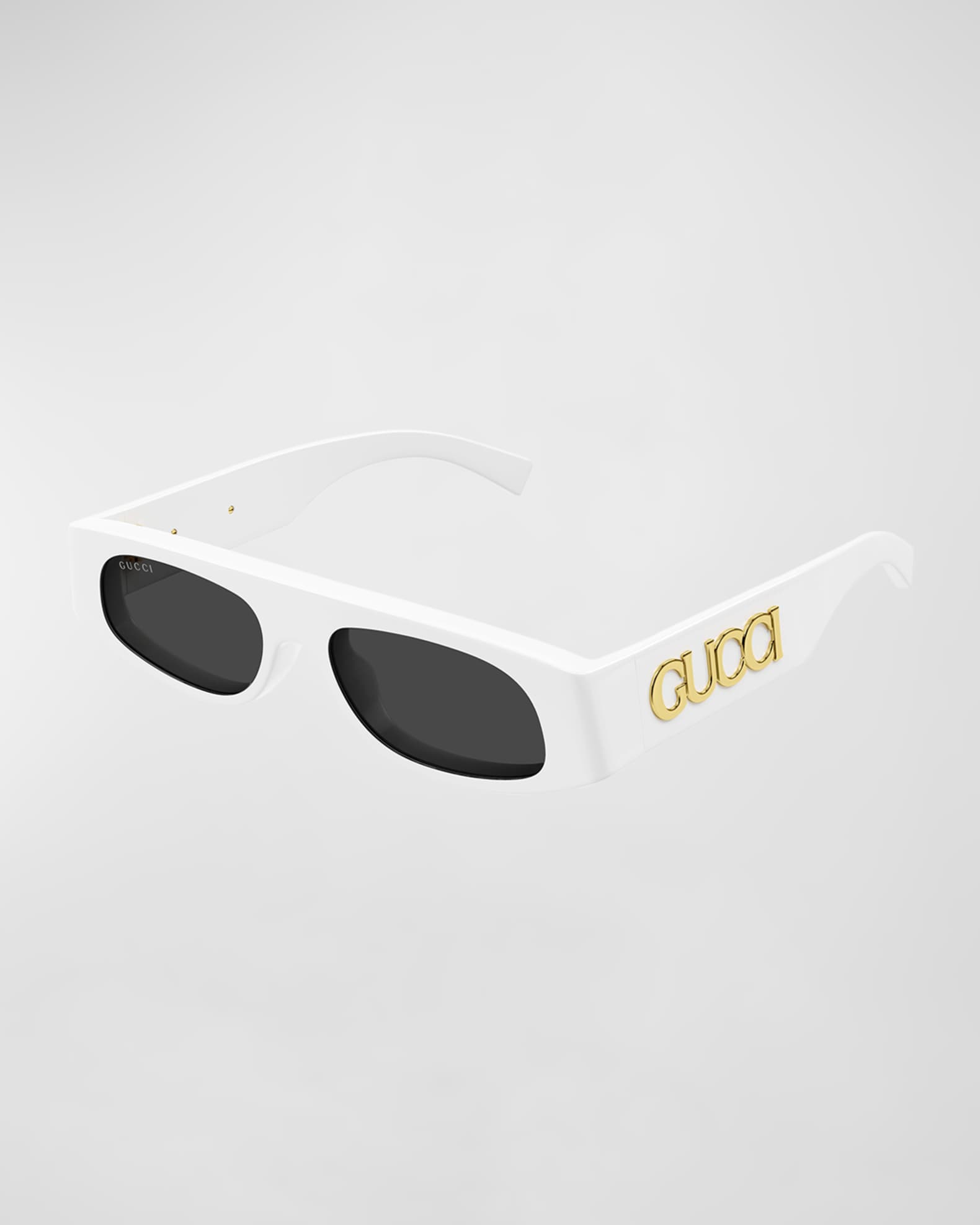 サングラス GUCCI WHITE ACETATE RECTANGULAR SUNGLASSES Gucci Logo Acetate Rectangle Sunglasses | Neiman Marcus