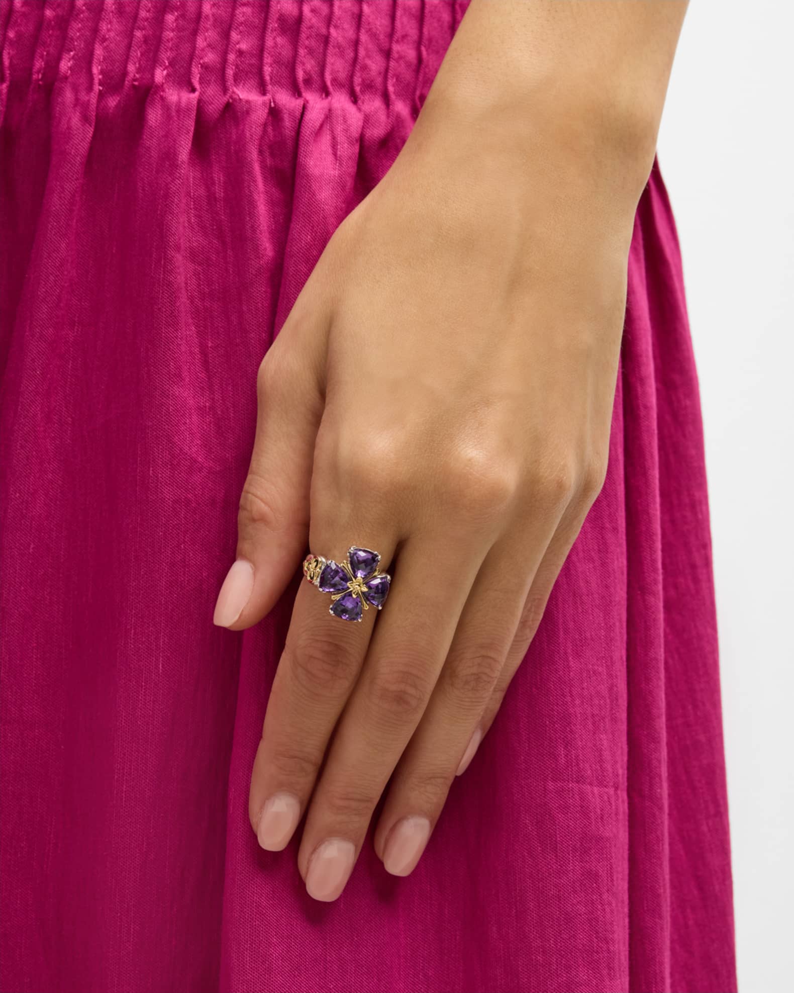 Anthos Sterling Silver and 18K Gold Dark Quartz Ring 1