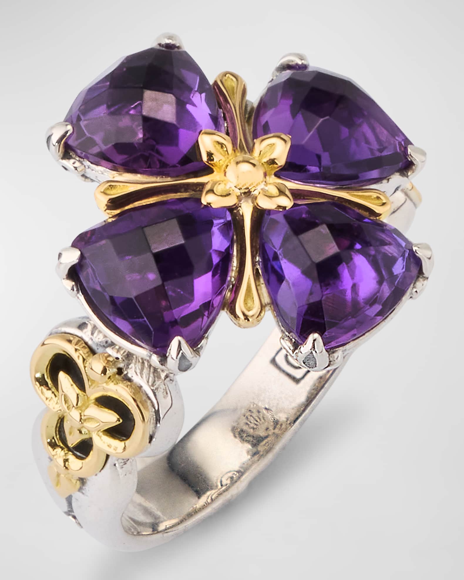 Konstantino Anthos Sterling Silver and 18K Gold Dark Quartz Ring