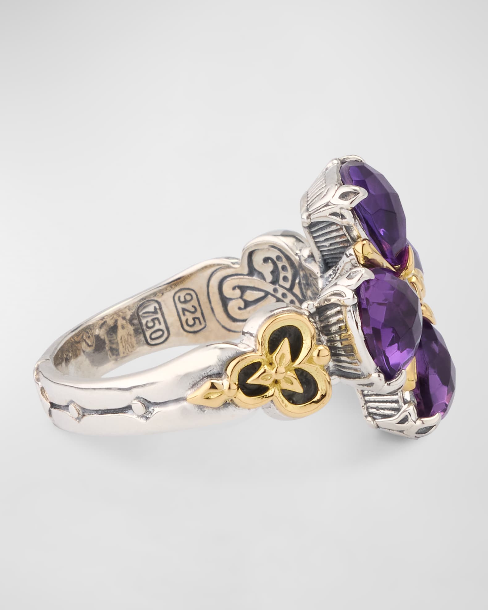 Konstantino Anthos Sterling Silver and 18K Gold Dark Quartz Ring