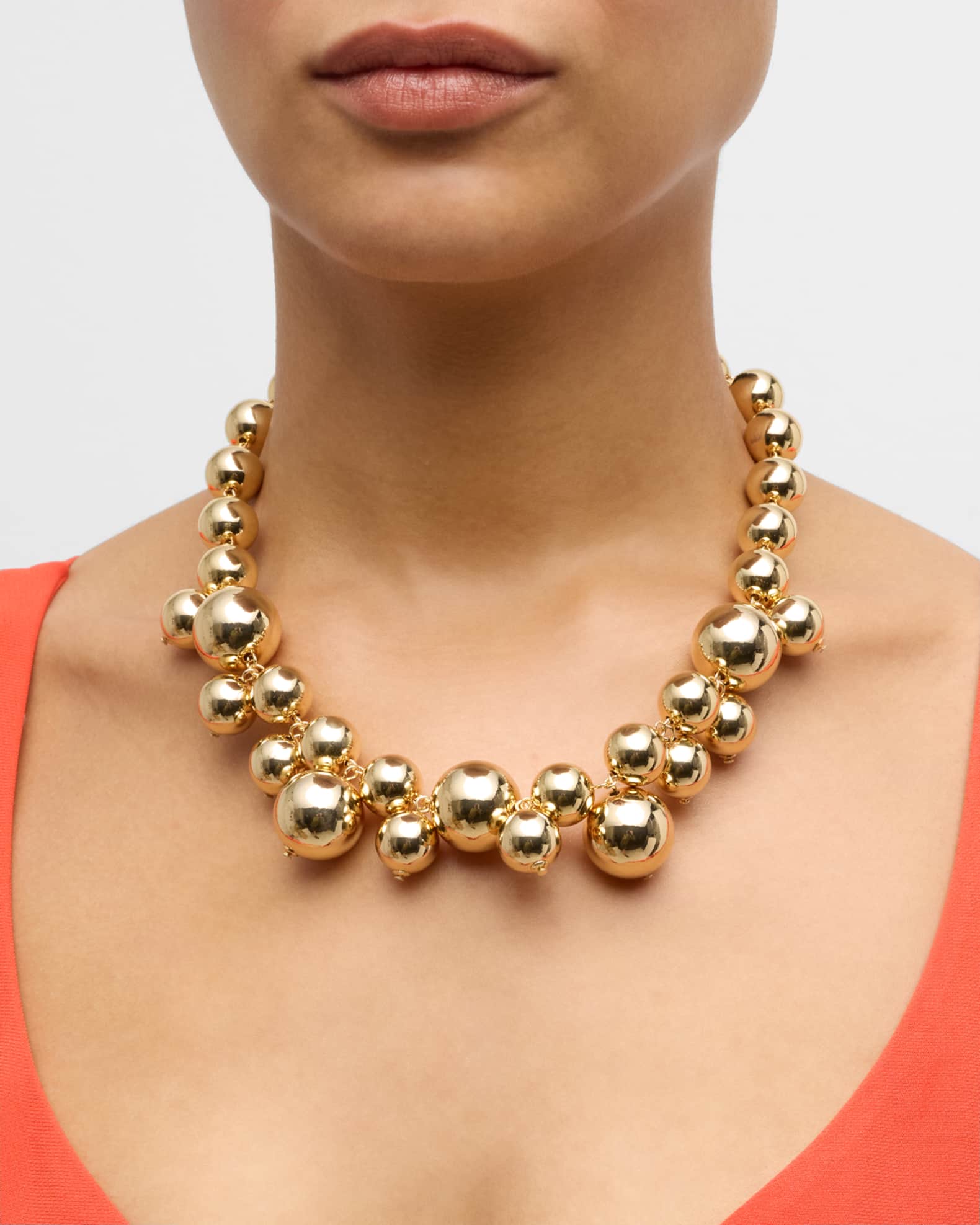 Gold-Plated Round Bead Necklace 1