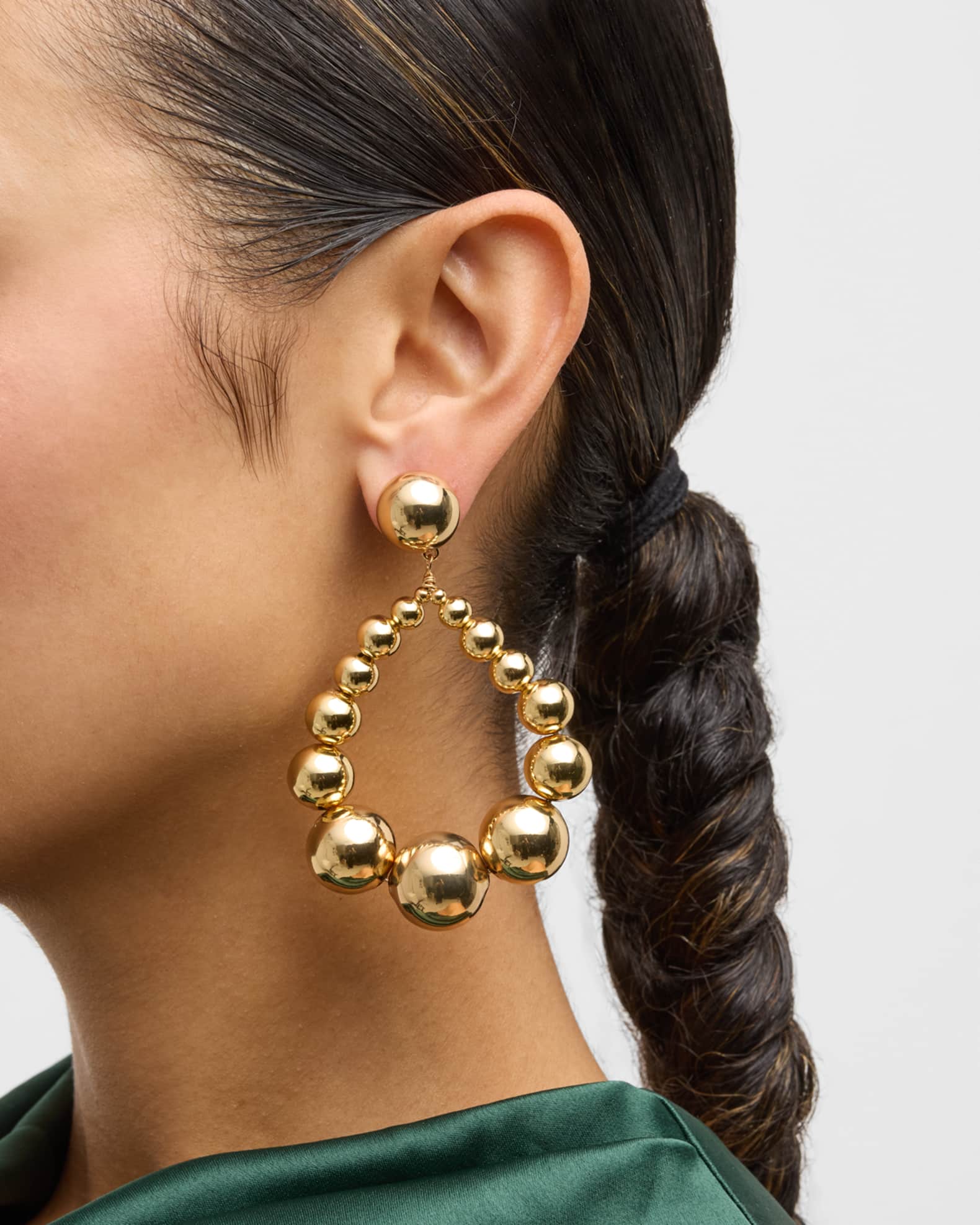 Graduating Balls on Oval Drop Hoop Earrings 1