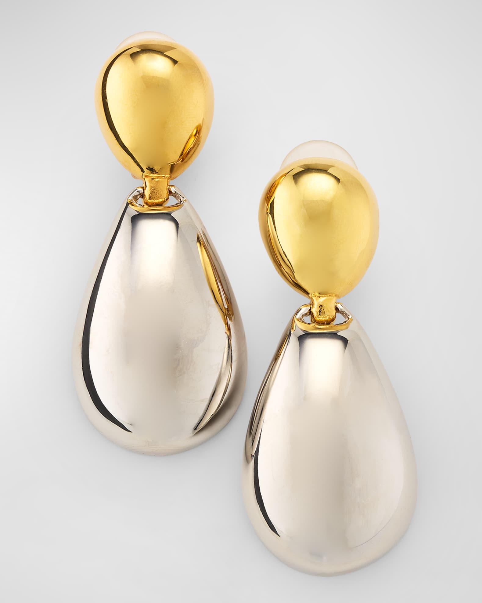 Polished Gold-Plated and Rhodium Drop Earrings 0