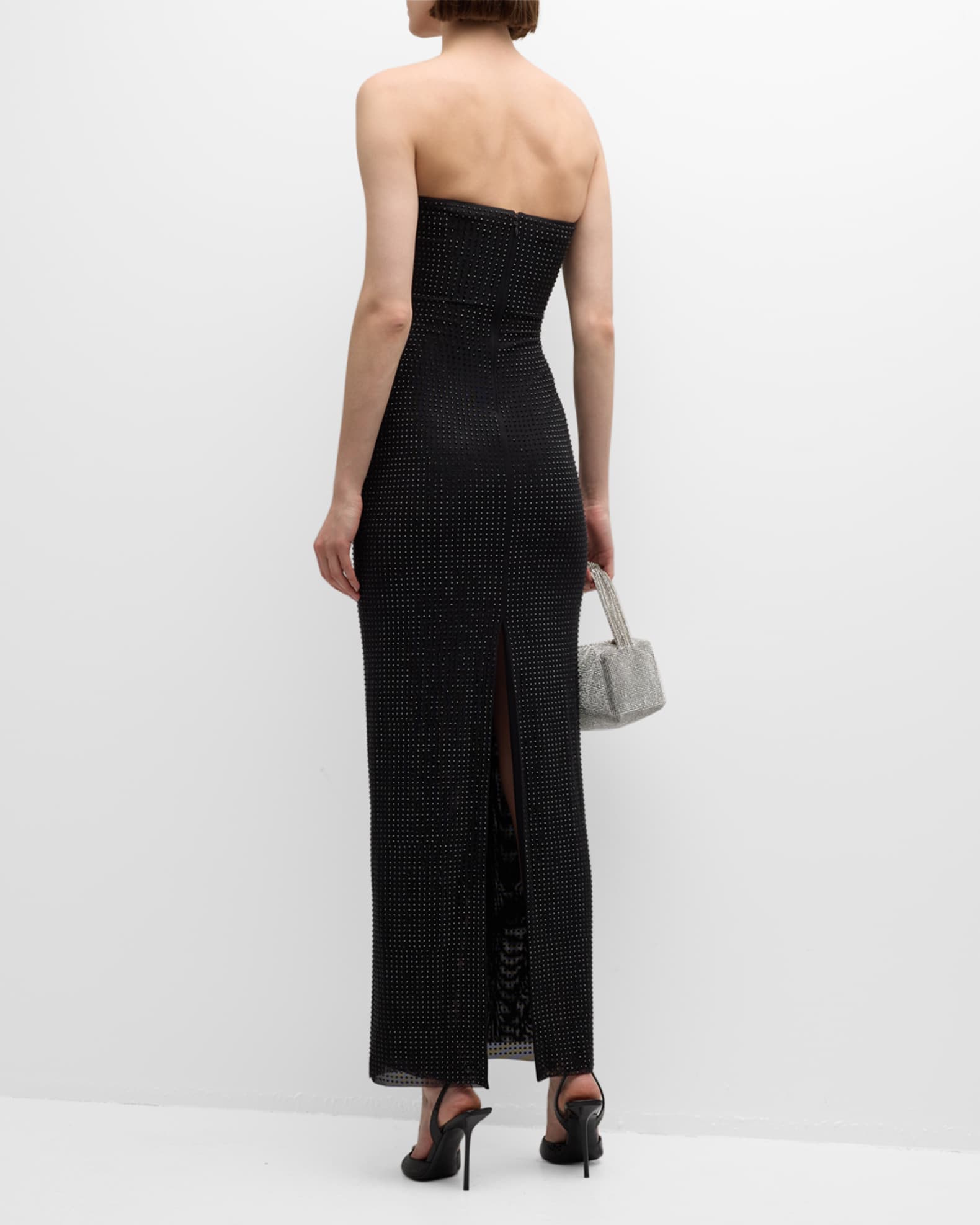 Self-Portrait Rhinestone Jersey Strapless Cutout Maxi Dress | Neiman Marcus