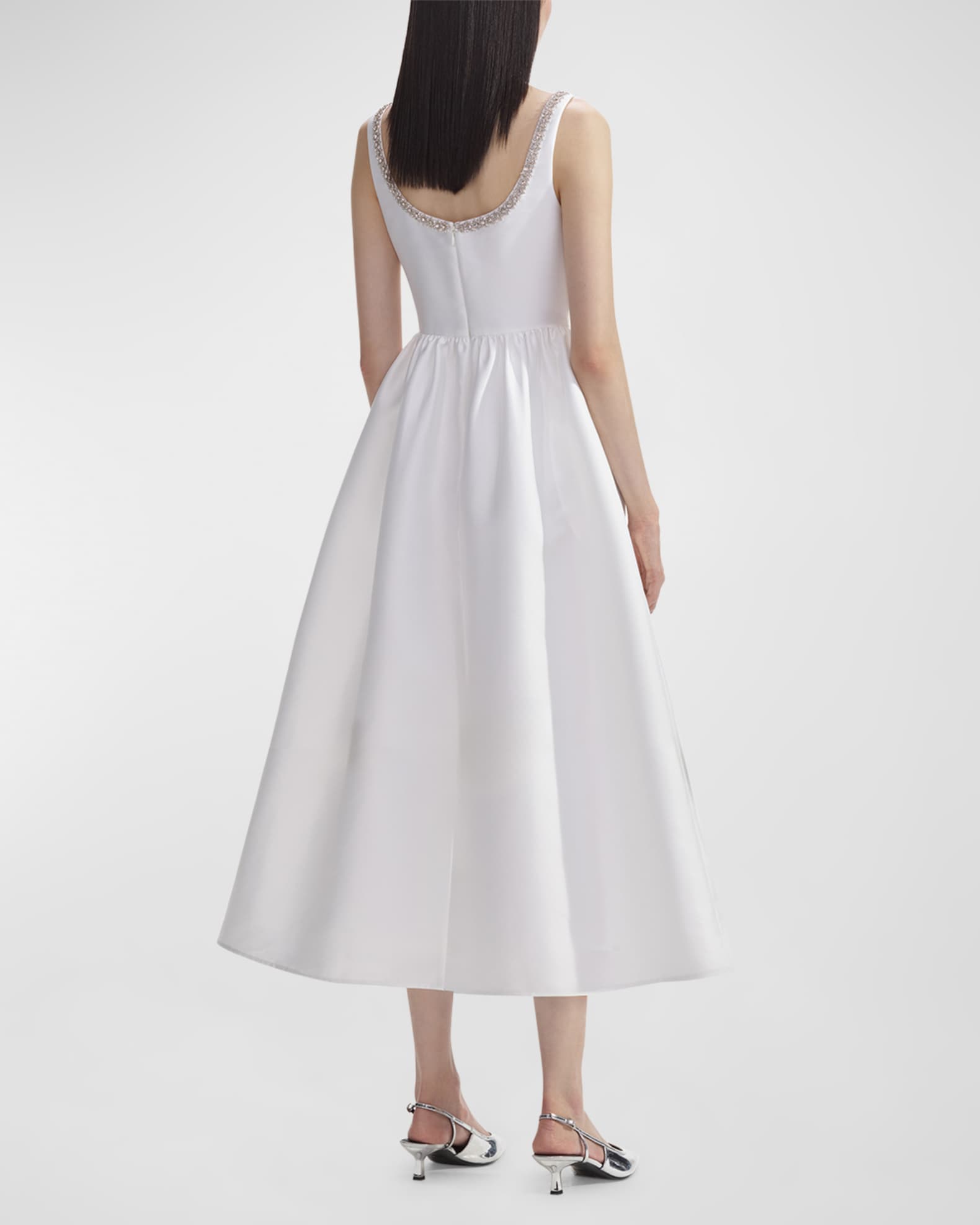 Self Portrait Diamante Scoop Neck Sleeveless Midi Dress Neiman Marcus