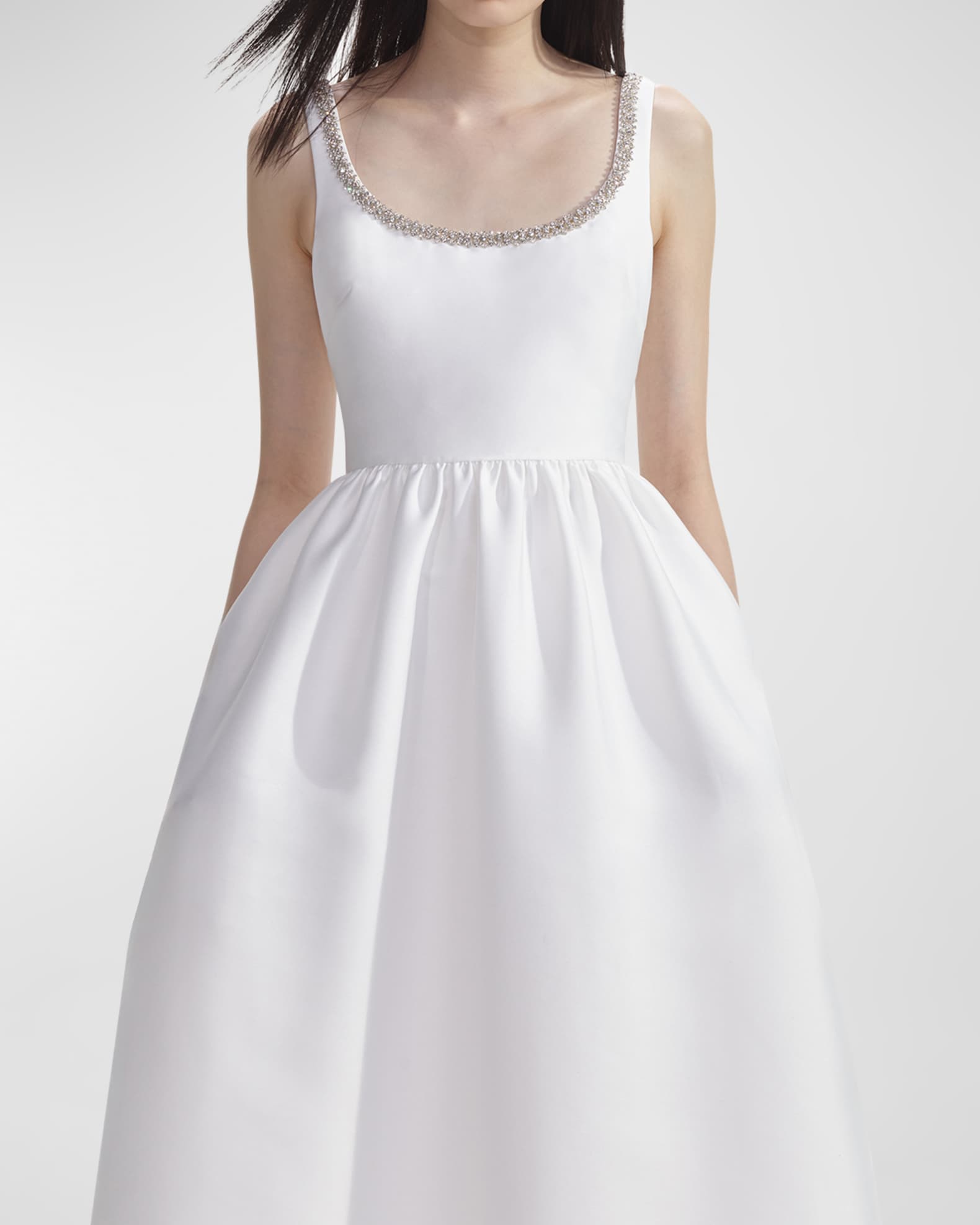 Self Portrait Diamante Scoop Neck Sleeveless Midi Dress Neiman Marcus