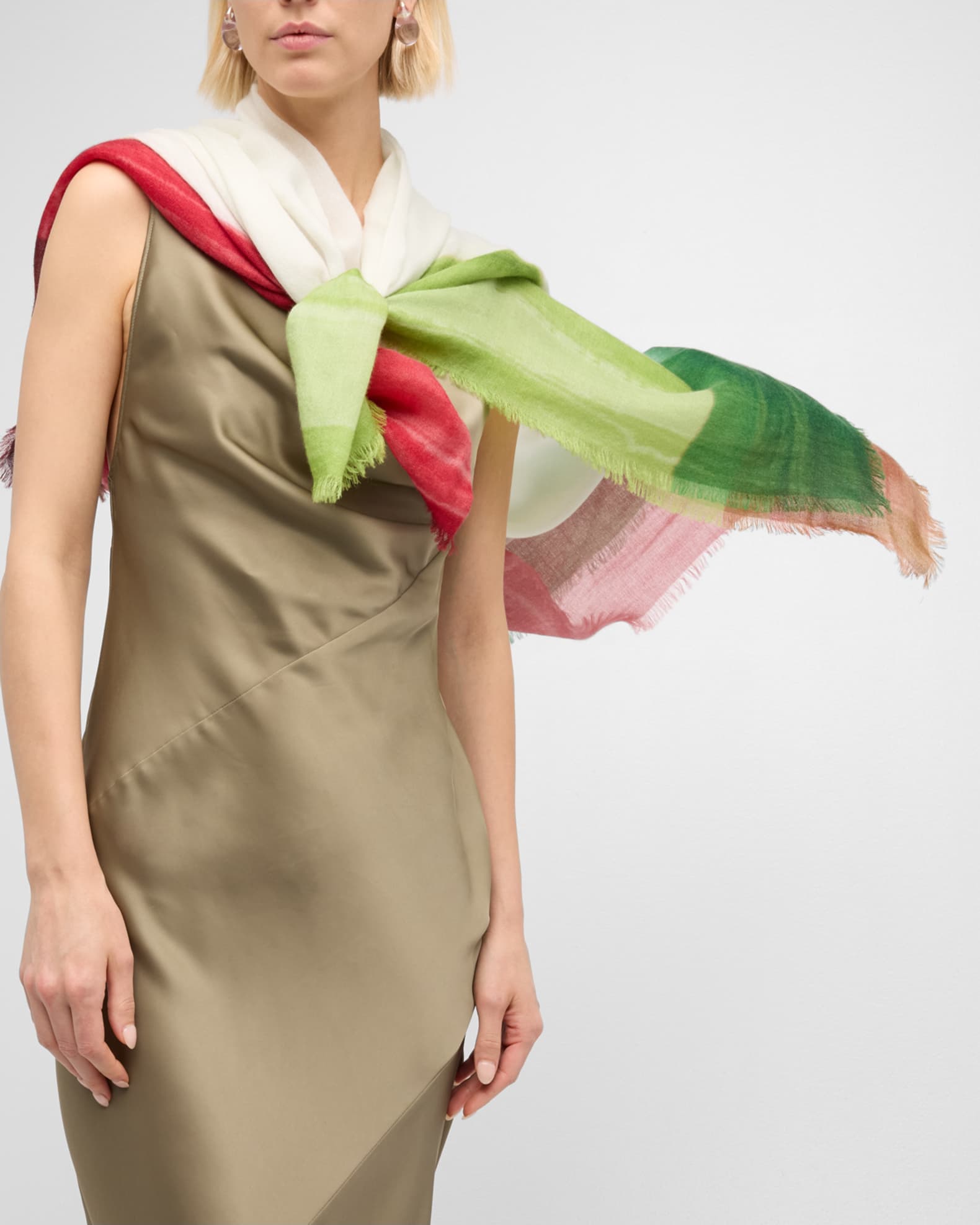 クリスマスファッション Cashmere Bordered Multicolor Ferrari Franco Scarf Neiman | ストール一般