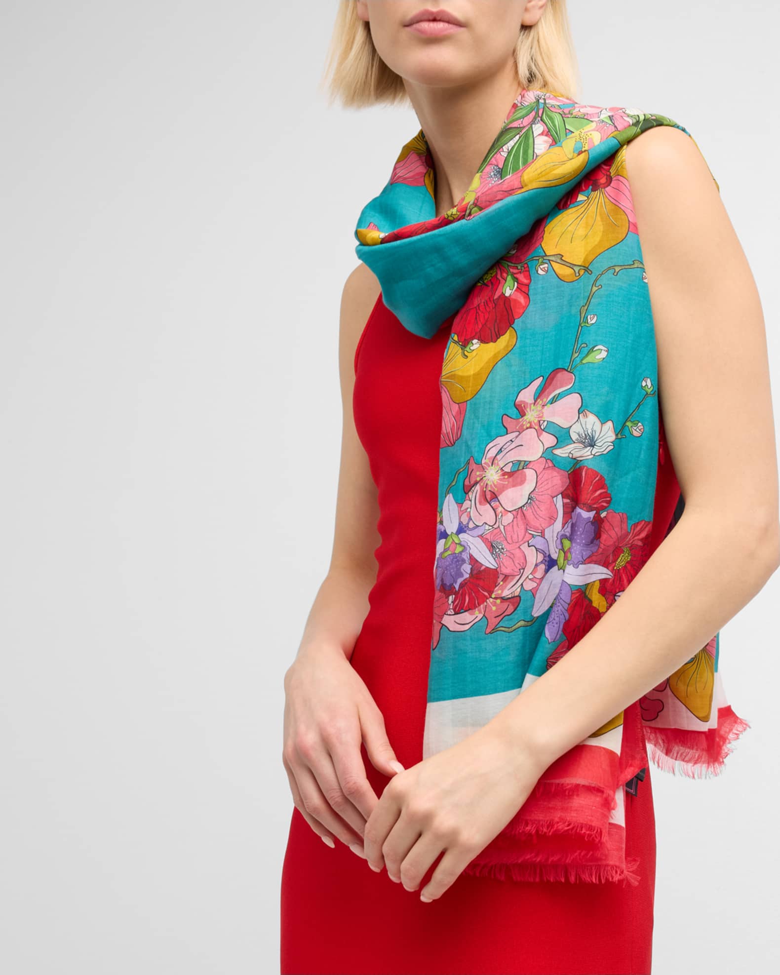 Printed Cotton-Silk Scarf  1