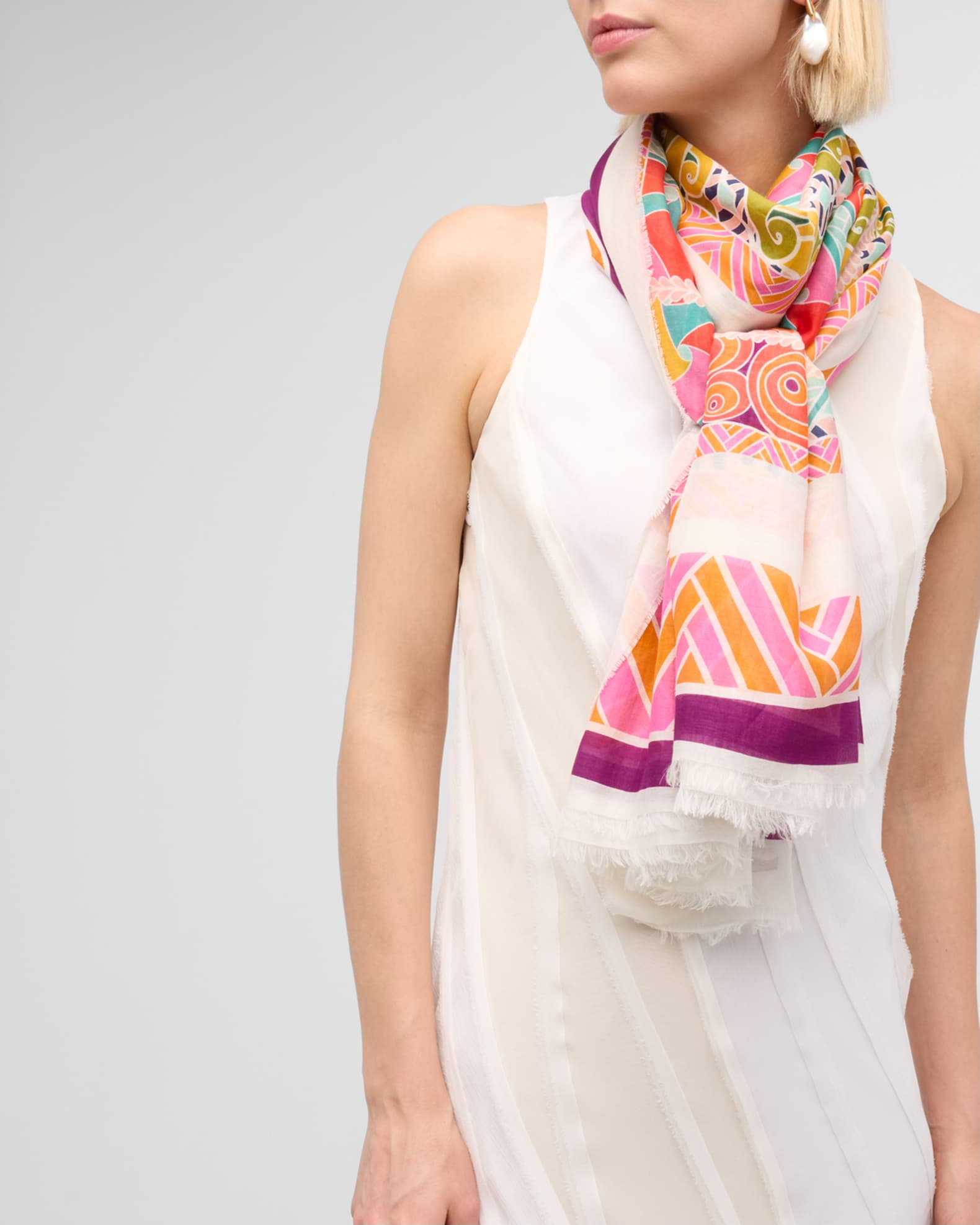 Printed Cotton-Silk Scarf  1