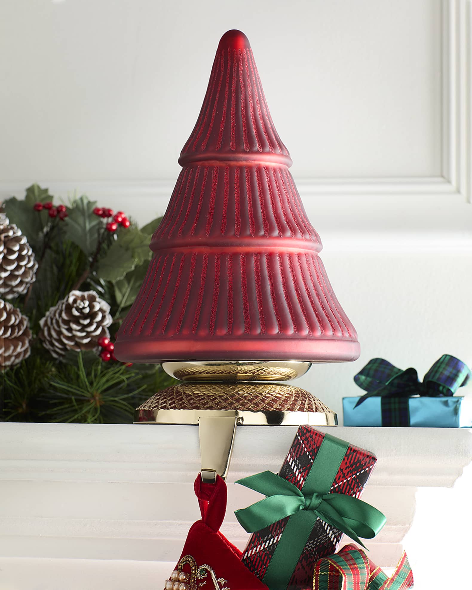 Neiman Marcus Matte Tree Stocking Holder with Glitter Neiman Marcus