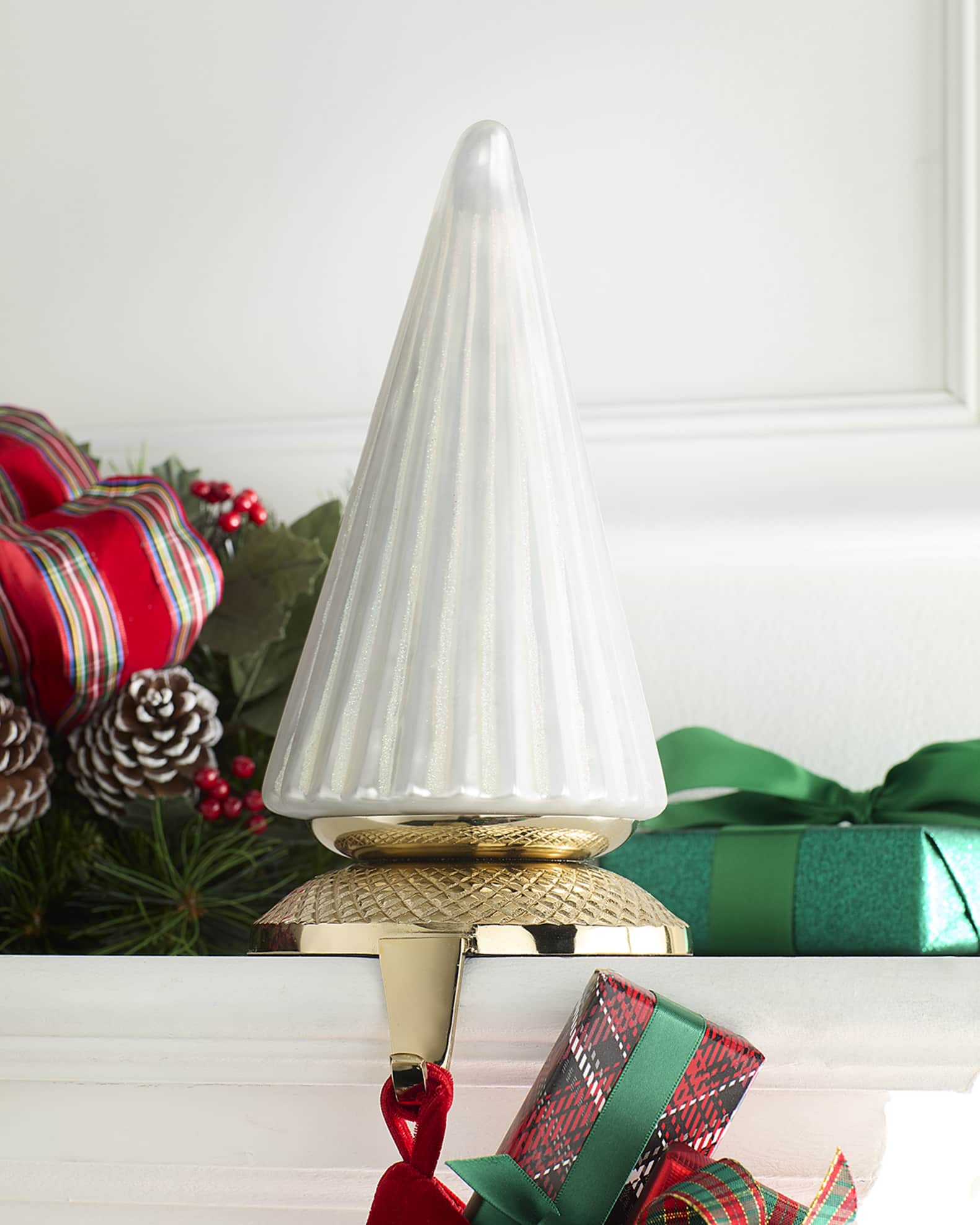 Neiman Marcus Shiny Silver Tree Christmas Stocking Holder Neiman Marcus