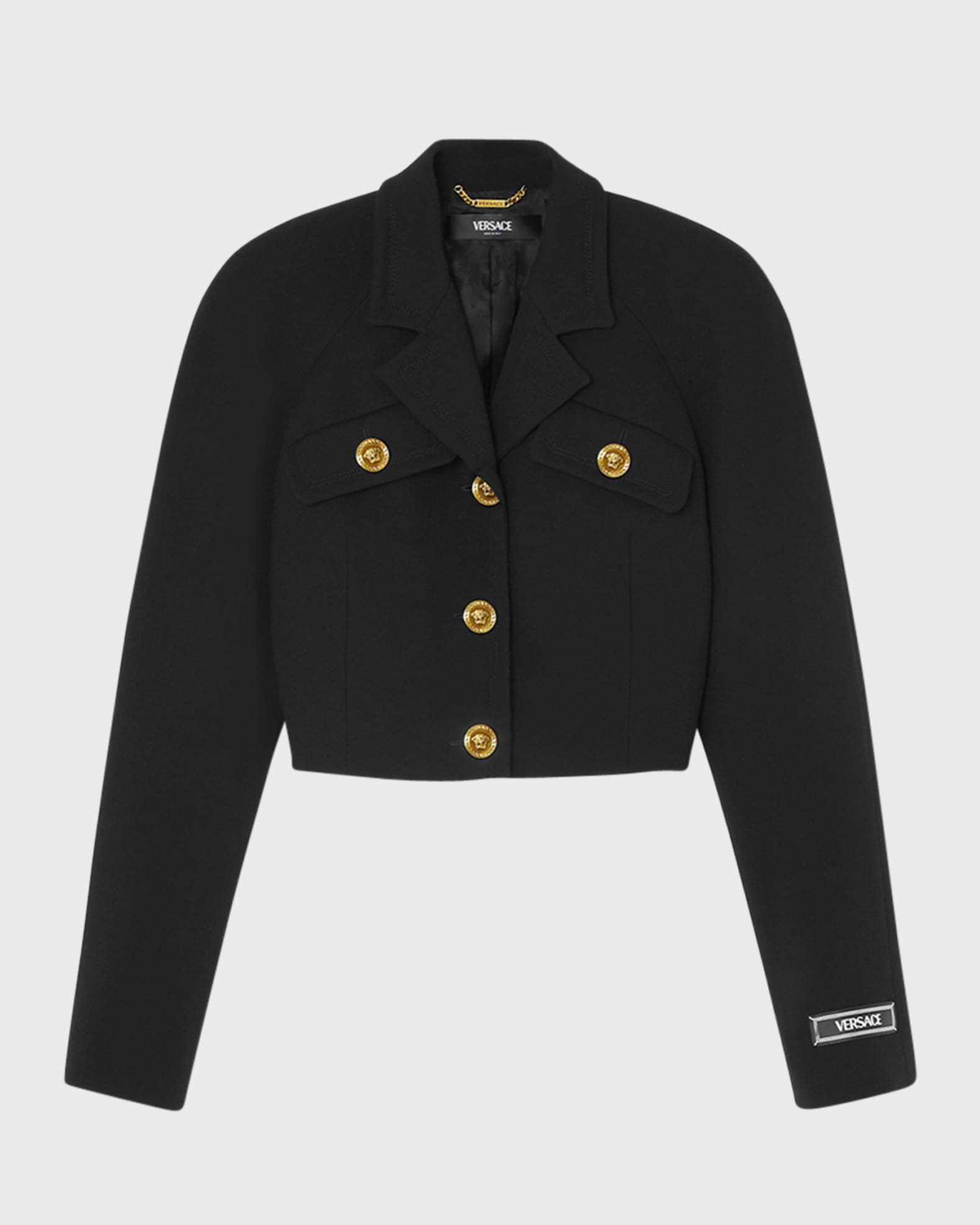 Single-Breasted Stretch Crepe Crop Informal Jacket 0