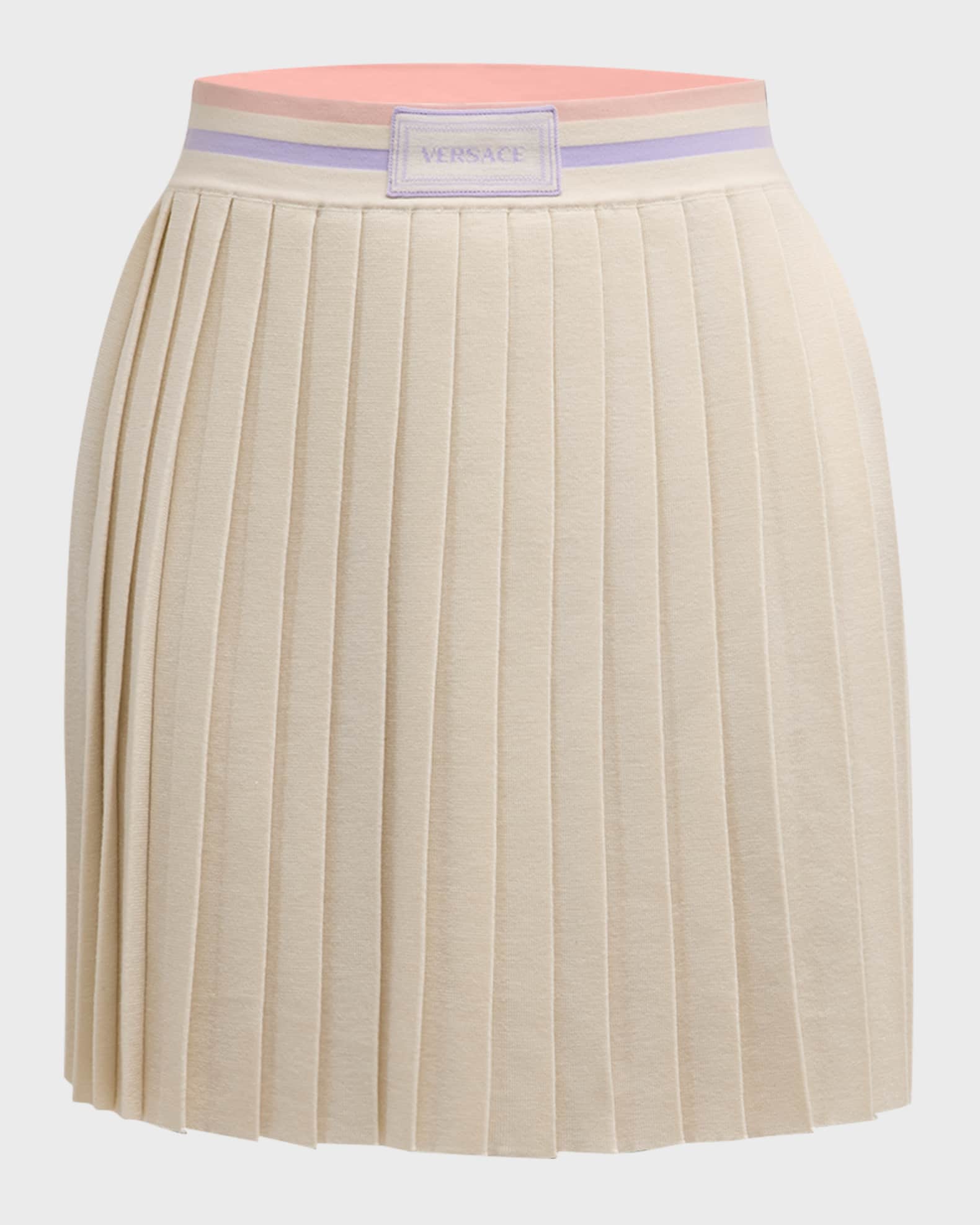 Versace Pleated Knit Varsity Mini Skirt