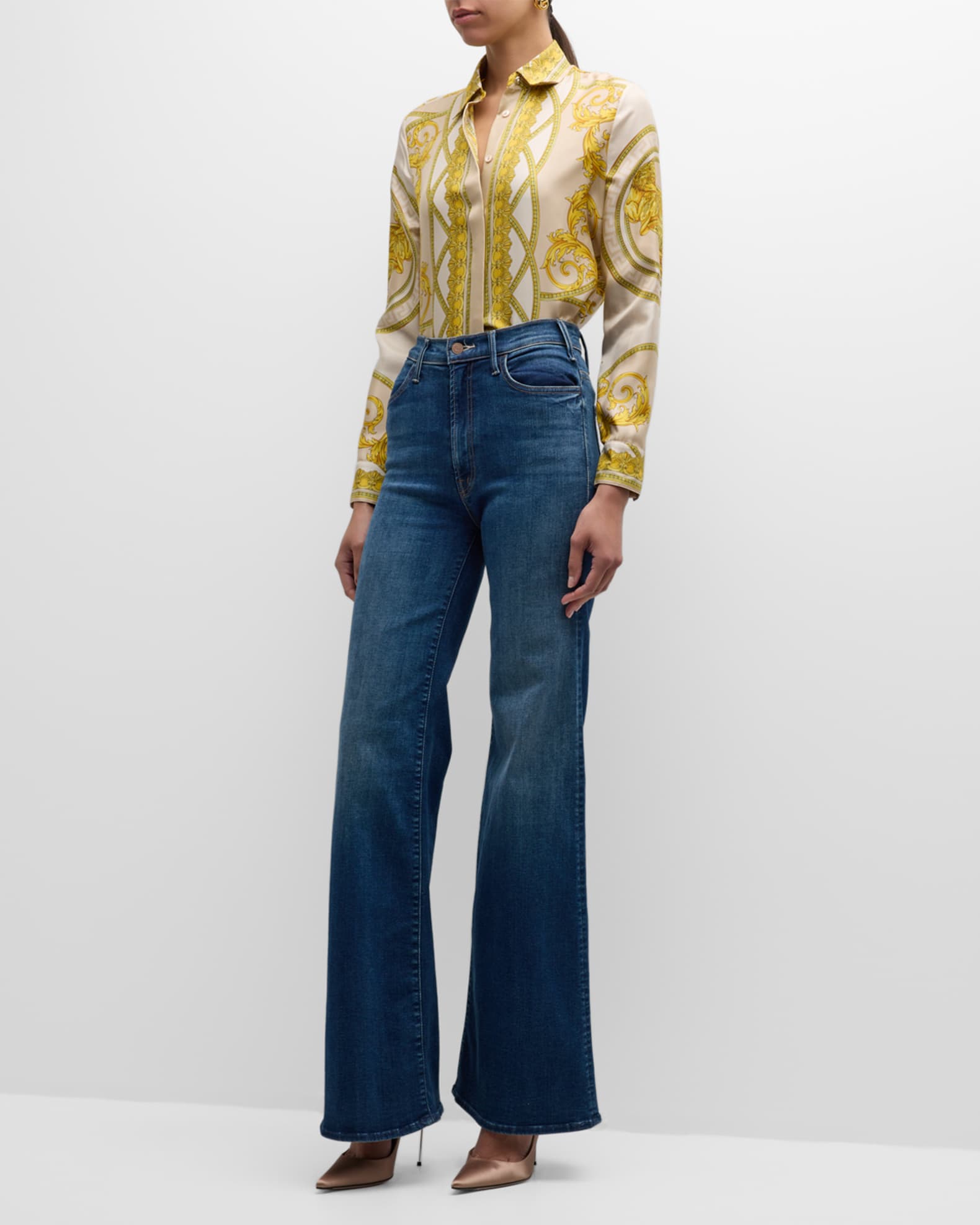 Versace silk button down cheap