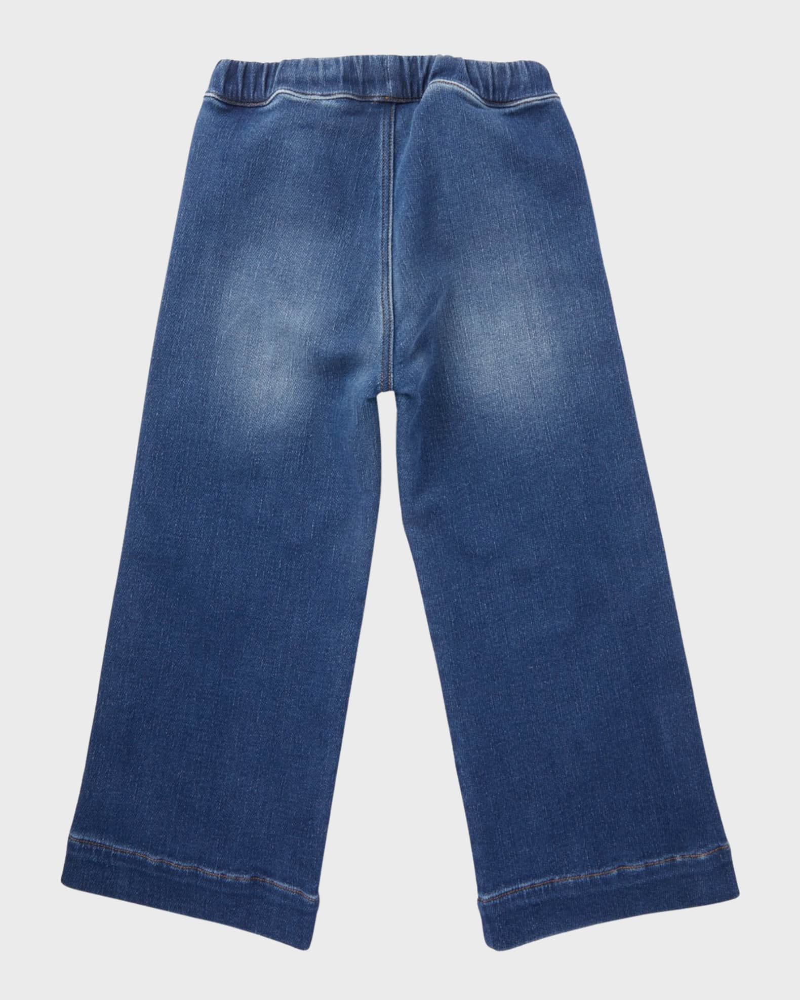 Kid's Logo-Print Track Inspired Denim Pants 1