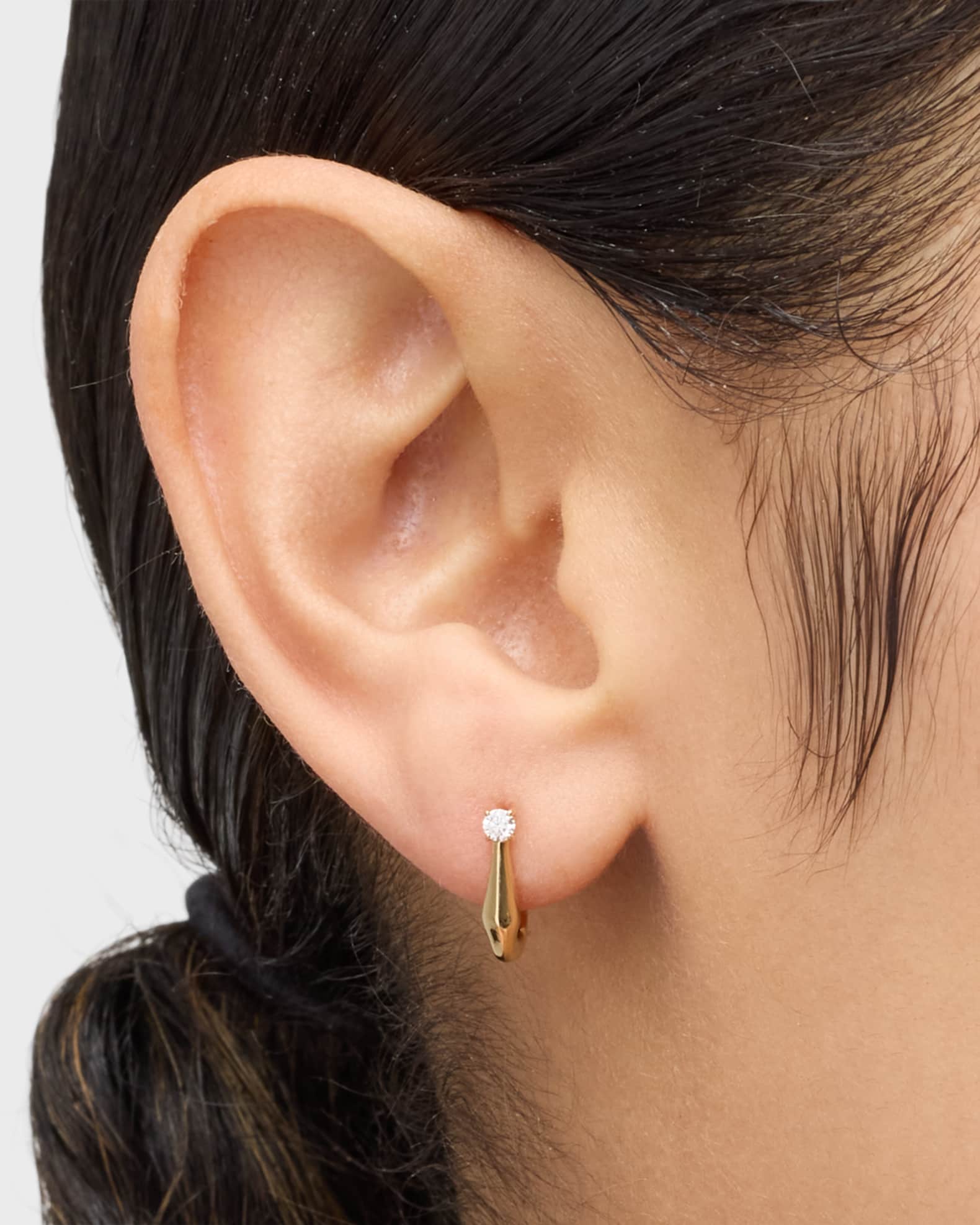18K Yellow Gold Points North Diamond Hoop Earrings 1