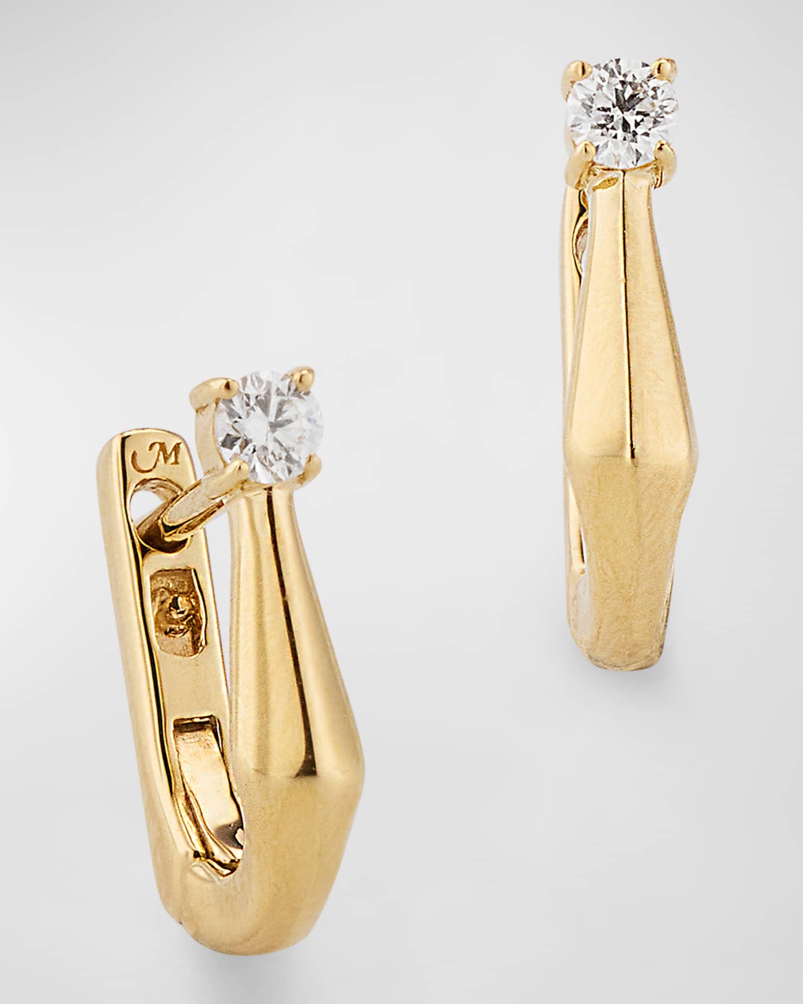 18K Yellow Gold Points North Diamond Hoop Earrings 0