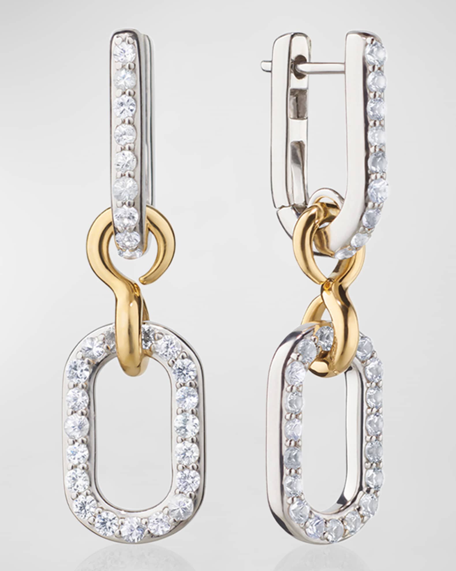18K Gold and Sterling Silver Infinity Earrings with White Sapphire 0