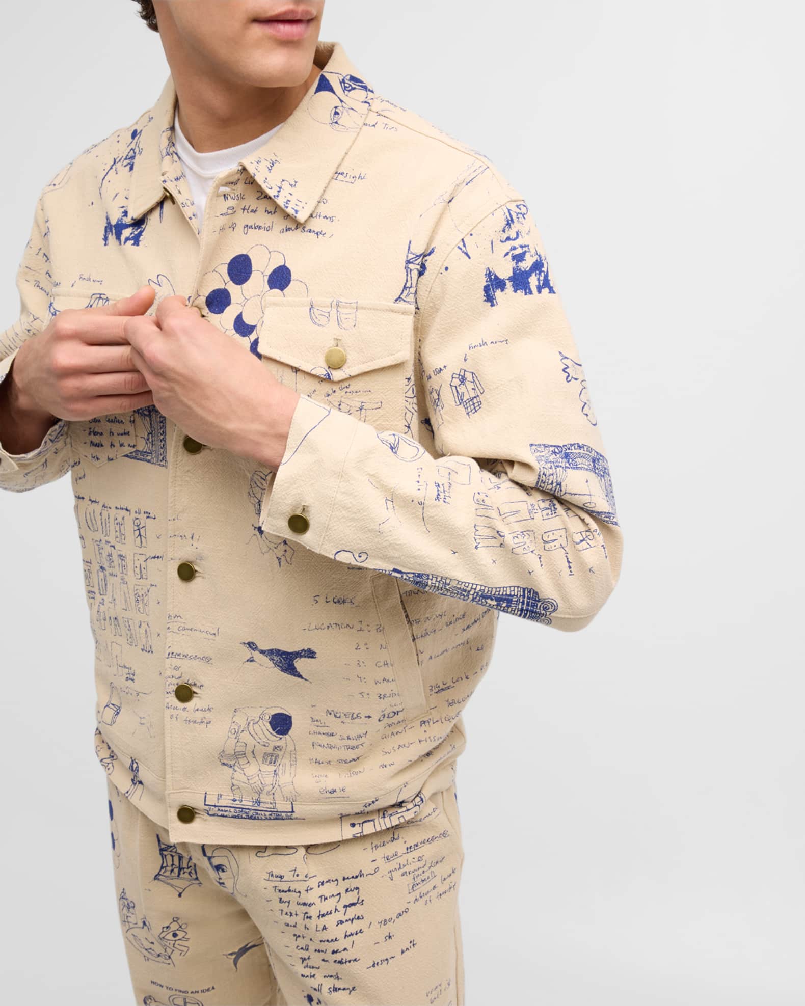 KidSuper Men's Doodles Denim Trucker Jacket | Neiman Marcus