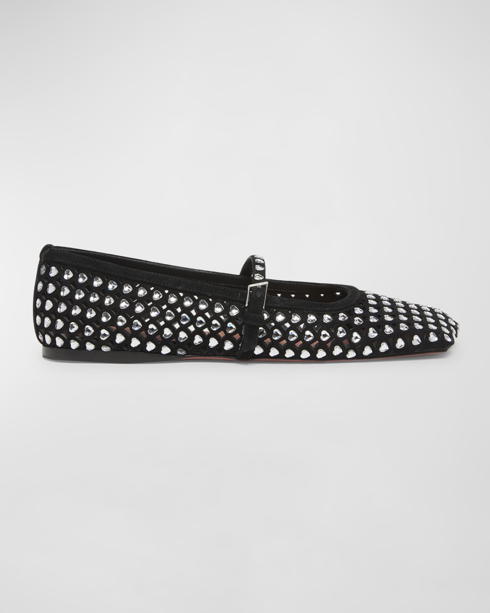 Ane Crystal Heart Mesh Ballerina Flats 0