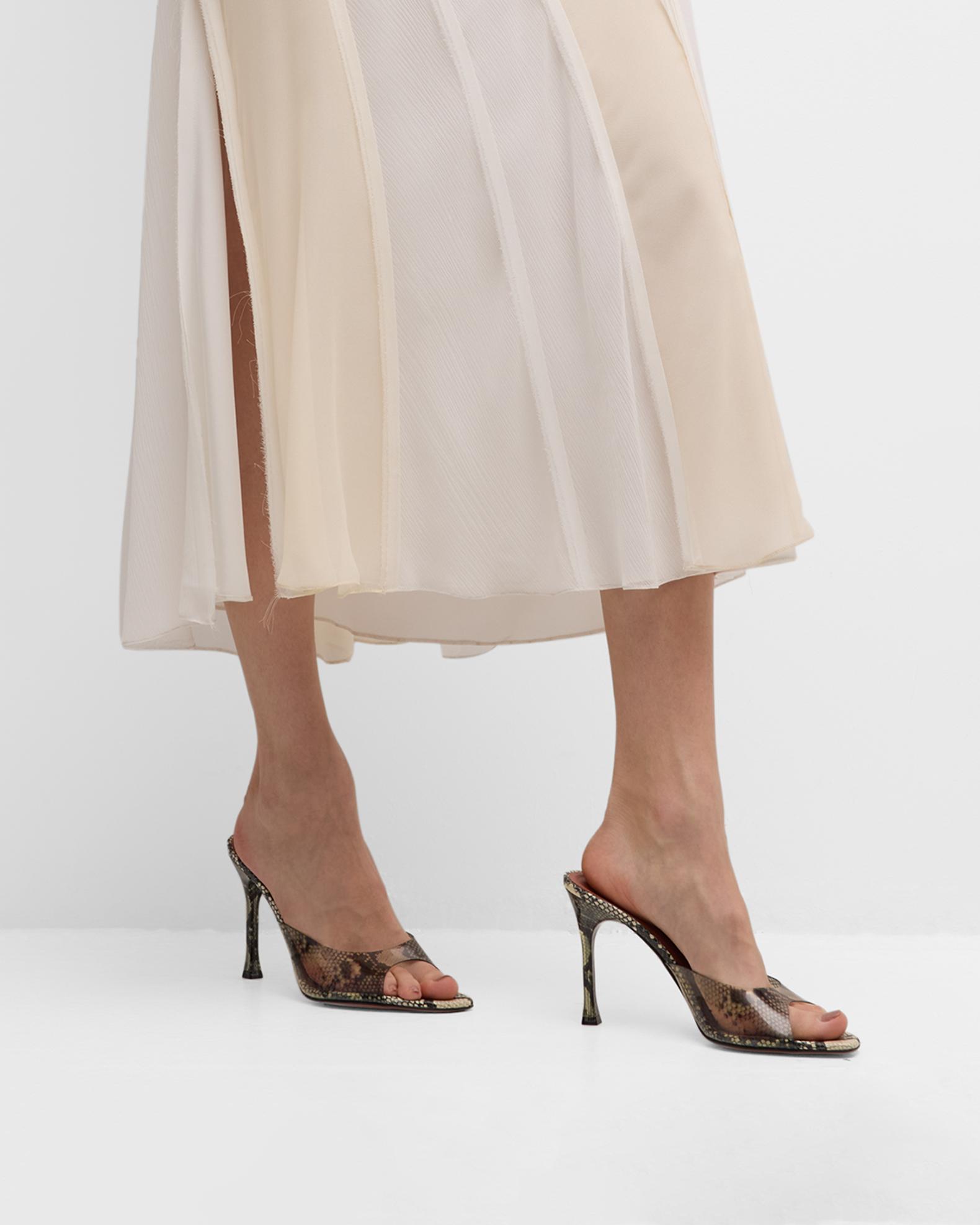 Amina Muaddi Alexa Python-Print PVC Slide Sandals | Neiman Marcus