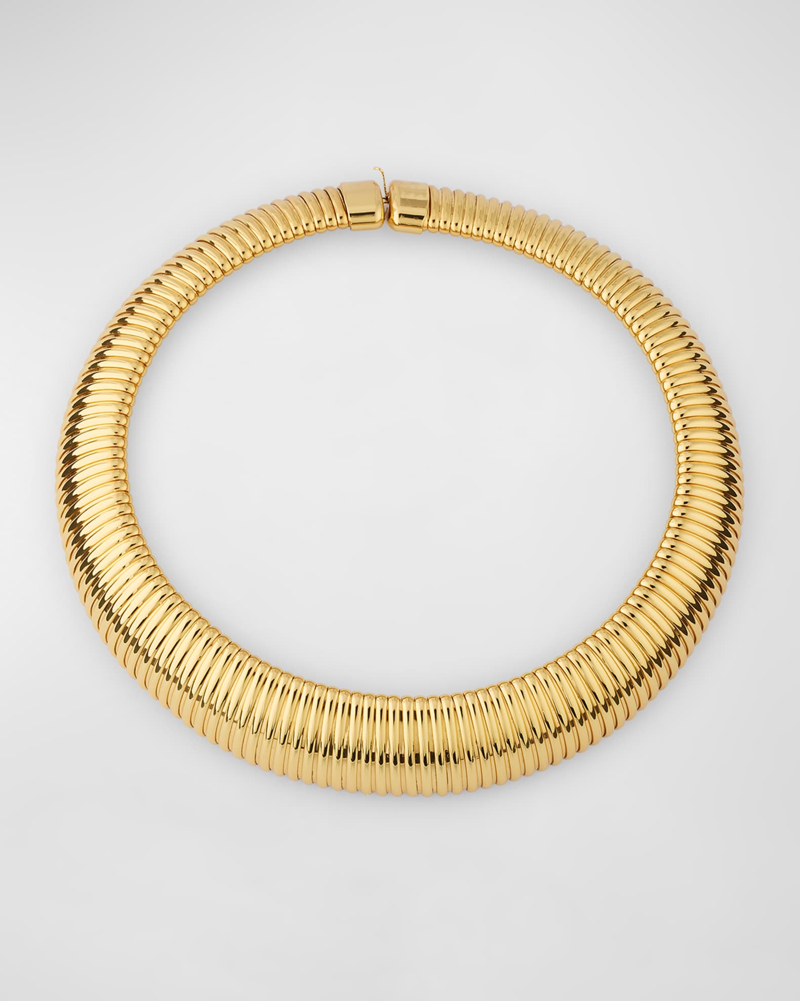 Wide Ribbed Choker Necklace with Push Lock Clasp 0