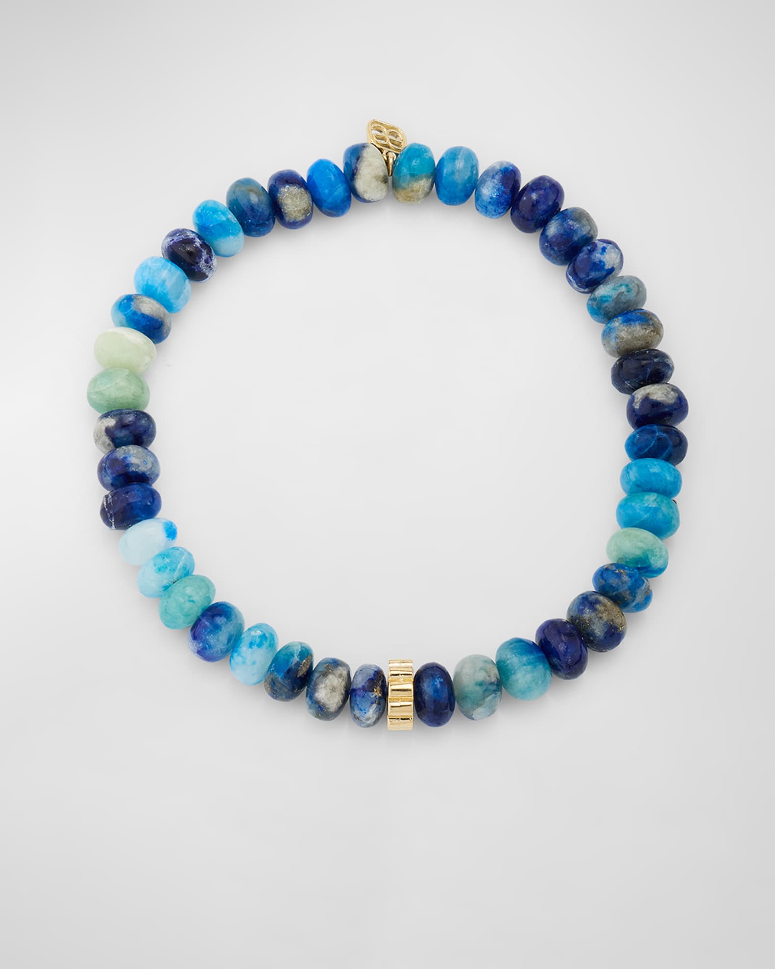 6mm Pure Scallop Rondelle on Afganite Beaded Bracelet  0