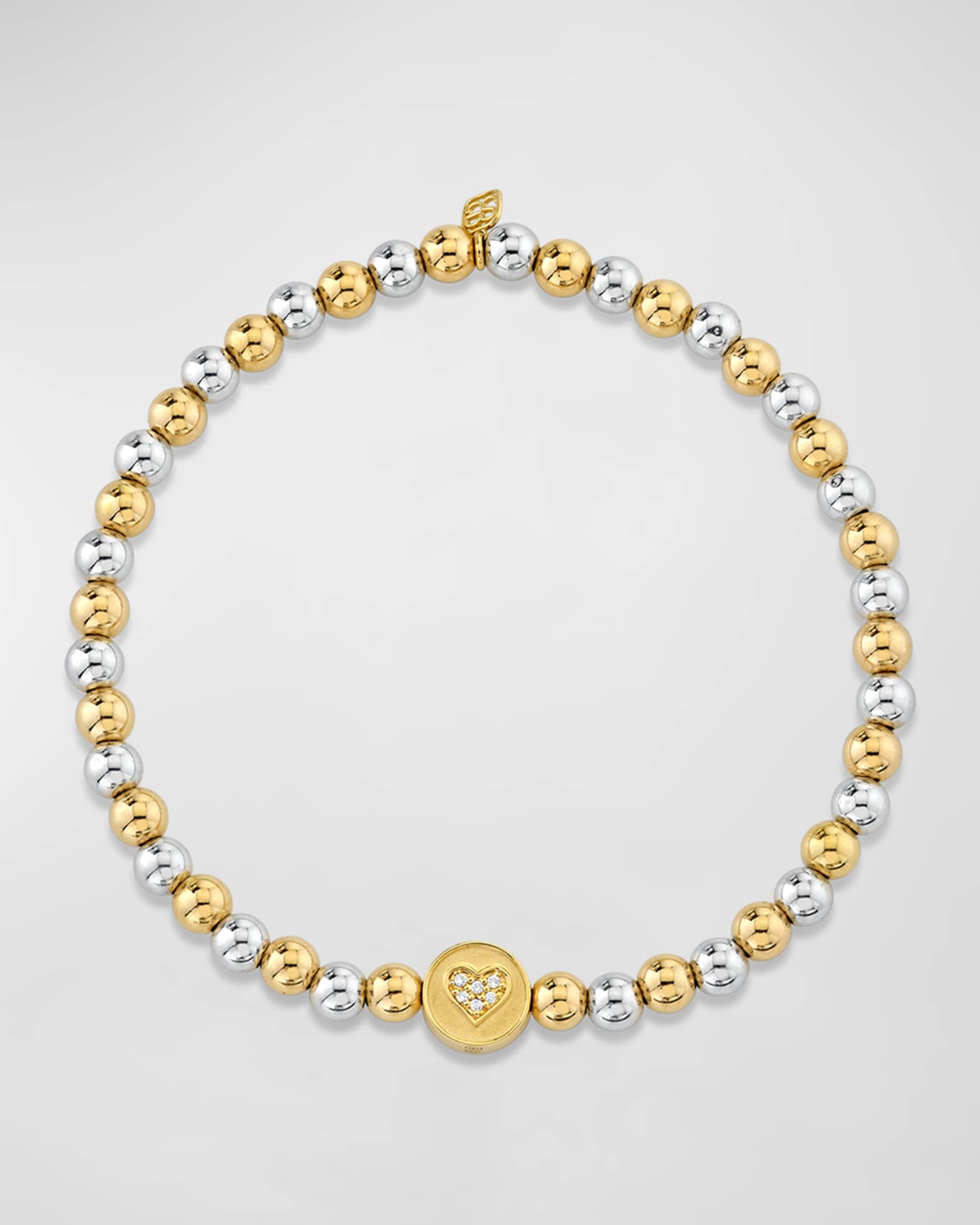 Peace and Love Bead on Bead 14K Two-Tone Round Bracelet 1