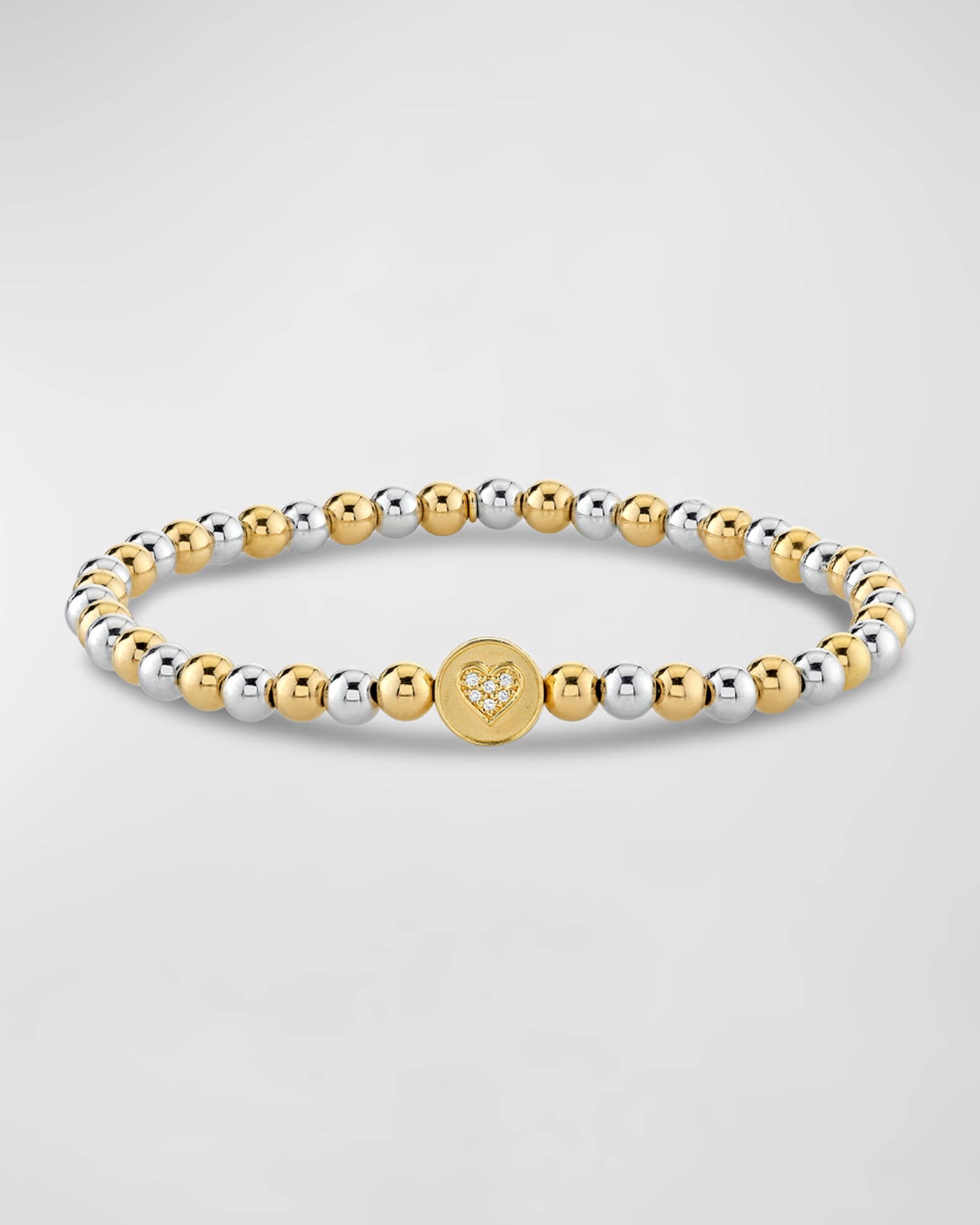 Peace and Love Bead on Bead 14K Two-Tone Round Bracelet 0