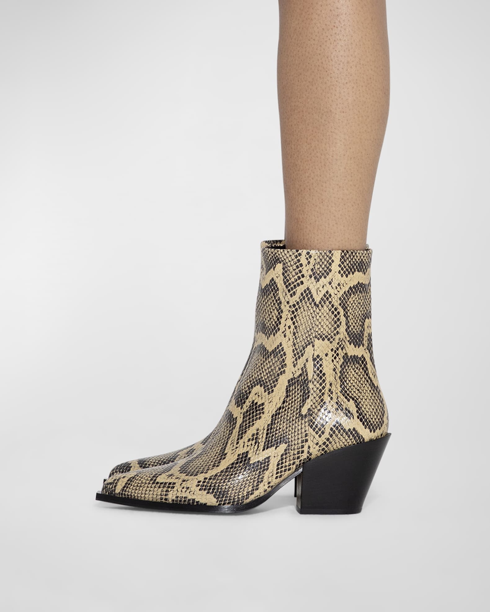 Snake embossed booties top