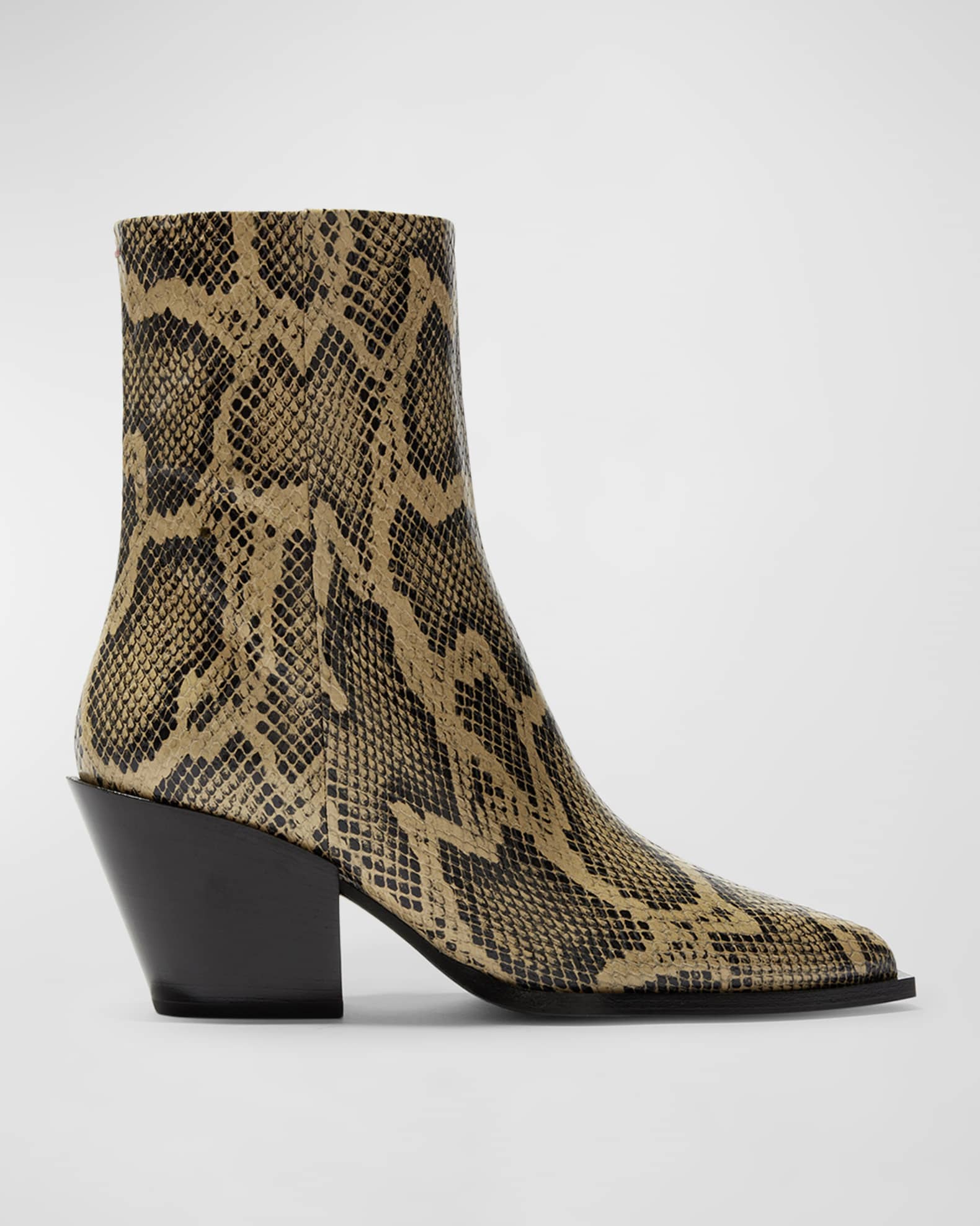 Aeyde Kara Snake Embossed Ankle Booties Latte Women s 37EU Boots Ankle Boots Booties