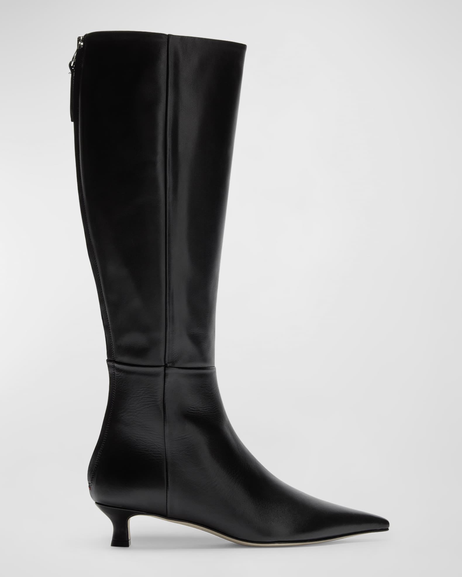 Kitten heel tall leather boots shop