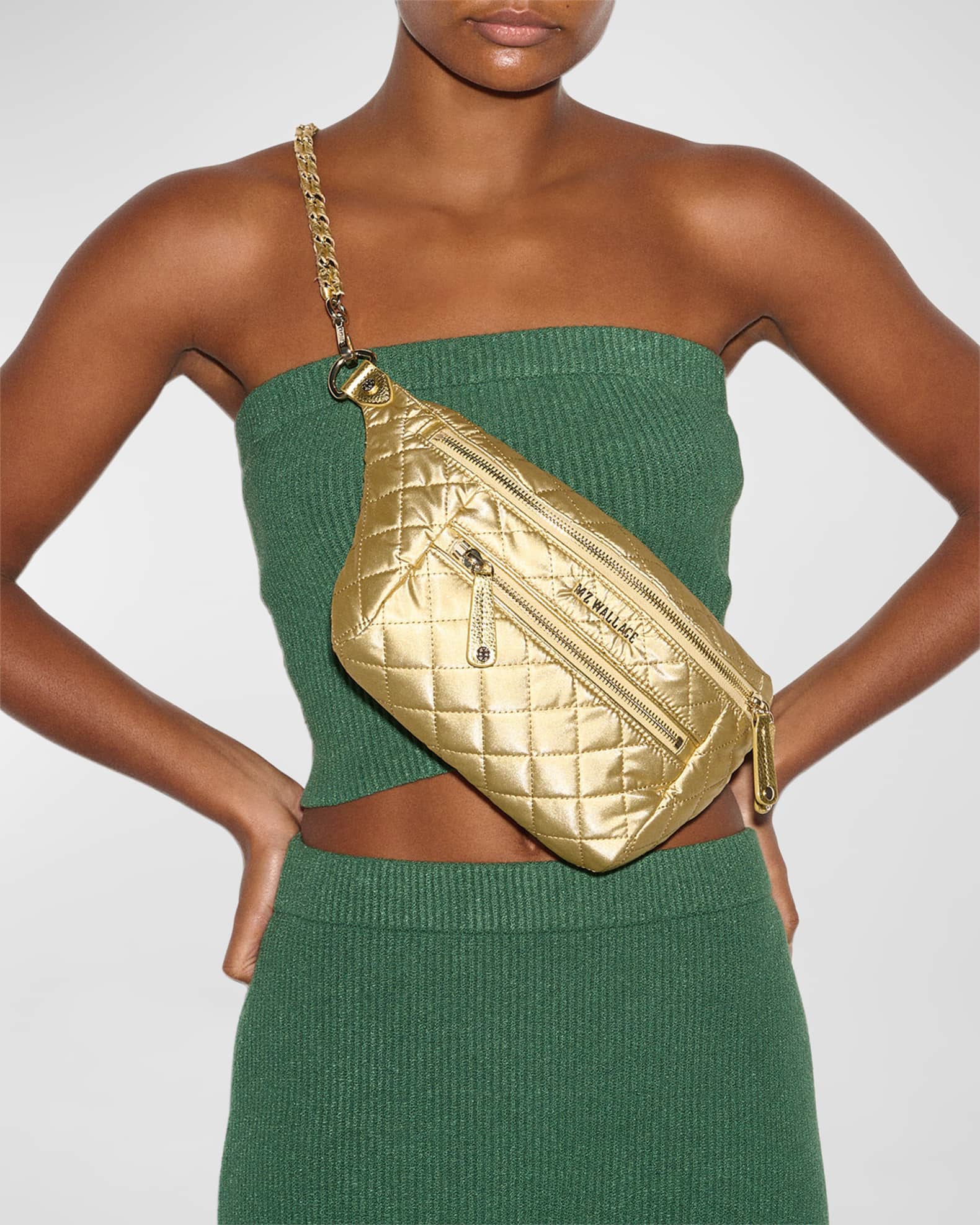 MZ Wallace Small Crosby Sling Bag Light Gold Pearl Metallic