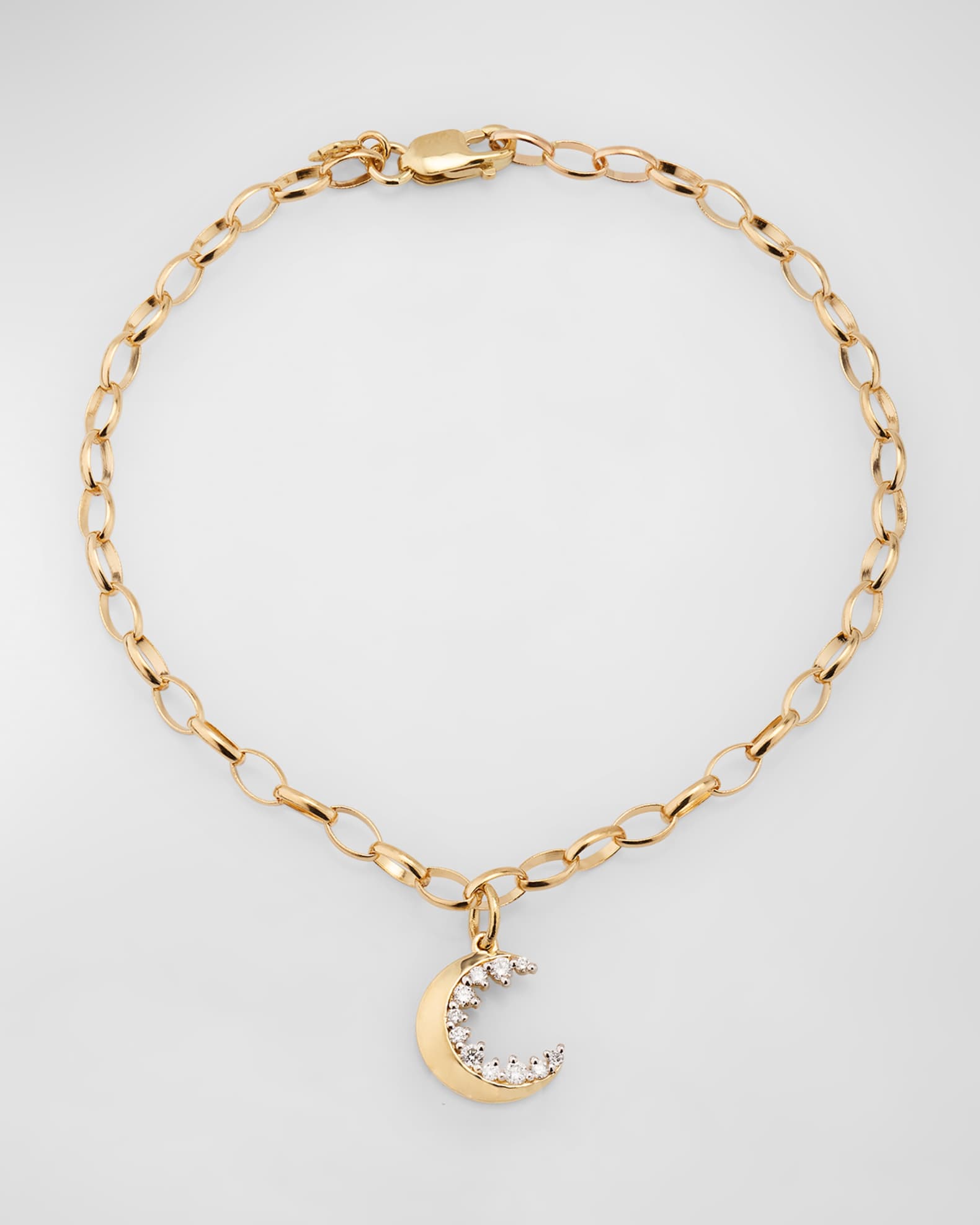 Sydney Evan Small Cocktail Crescent Moon Charm Bracelet