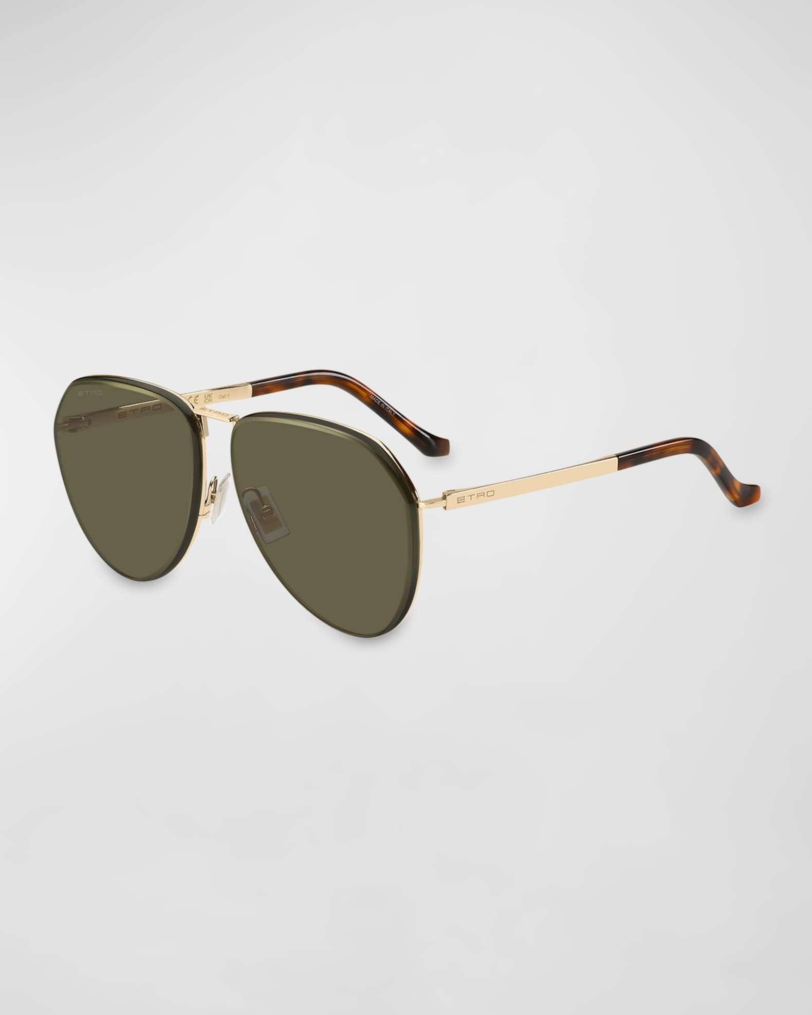 Etro Logo Stainless Steel Aviator Sunglasses