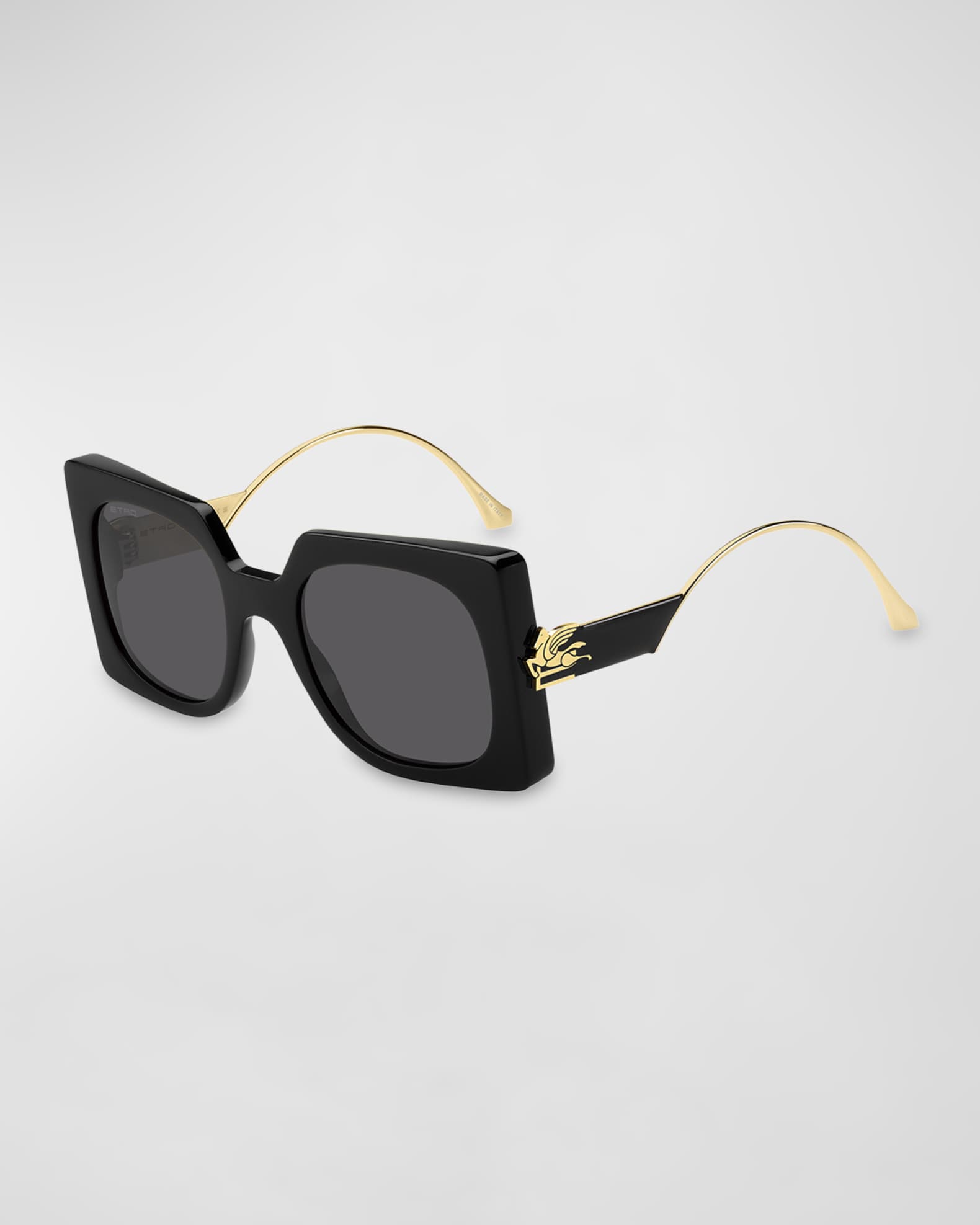 Etro Logo Mixed-Media Square Sunglasses | Neiman Marcus