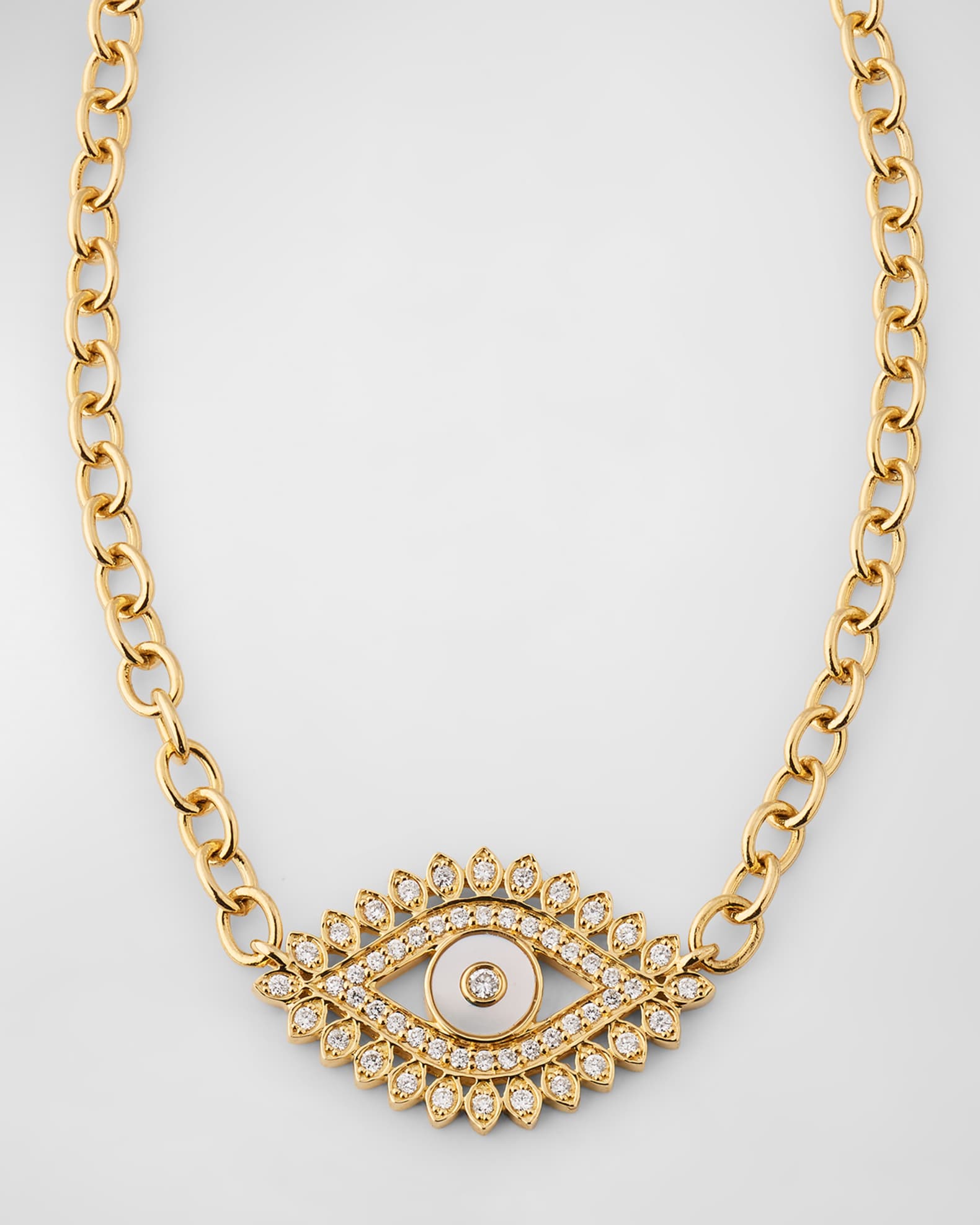 14K Evil Eye Marquise Charm Necklace 0
