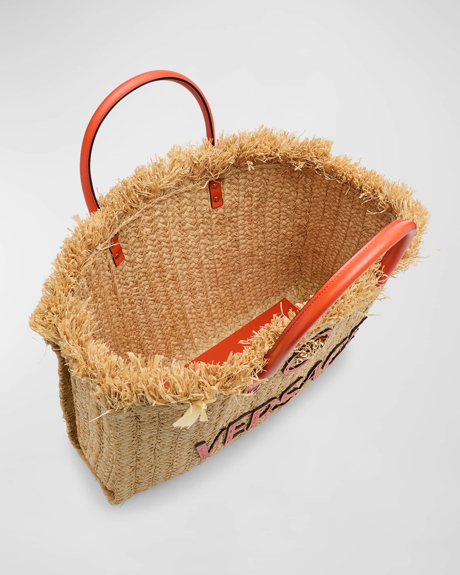 Versace La Medusa Straw Tote Bag Neiman Marcus