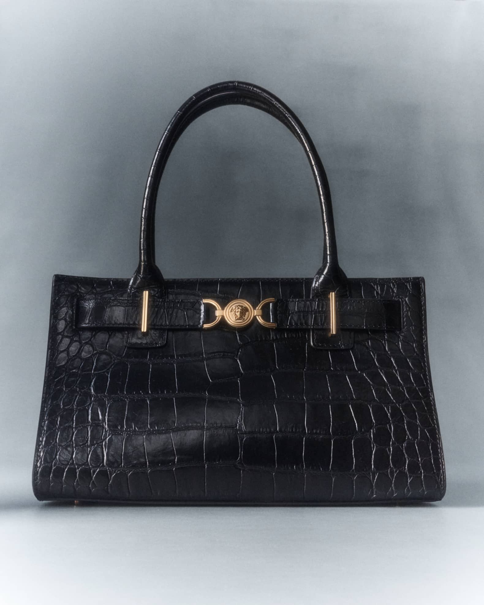 Versace Medusa 95 Medium Croc-Embossed Tote Bag | Neiman Marcus