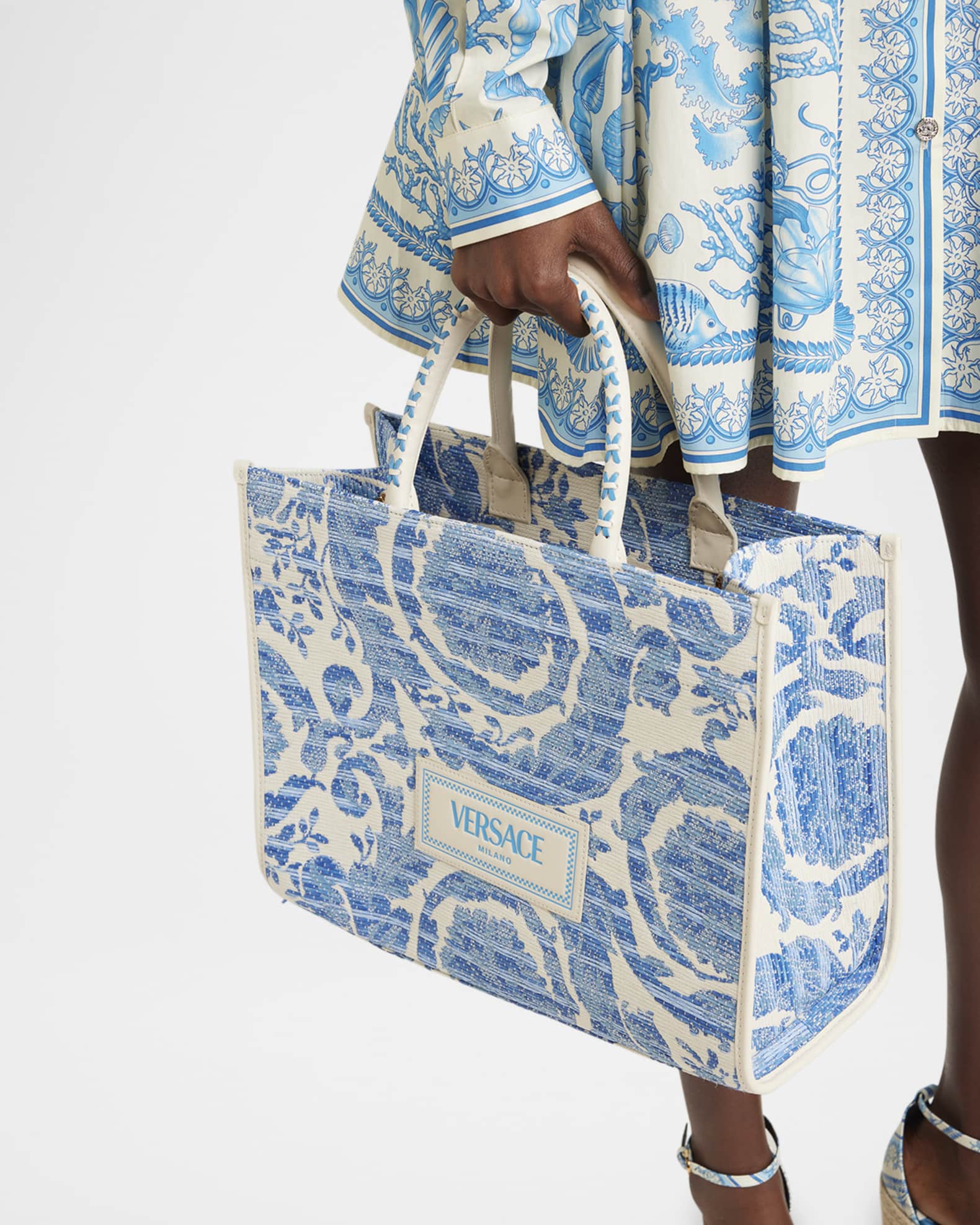 Versace Barocco Large Canvas Tote Bag | Neiman Marcus