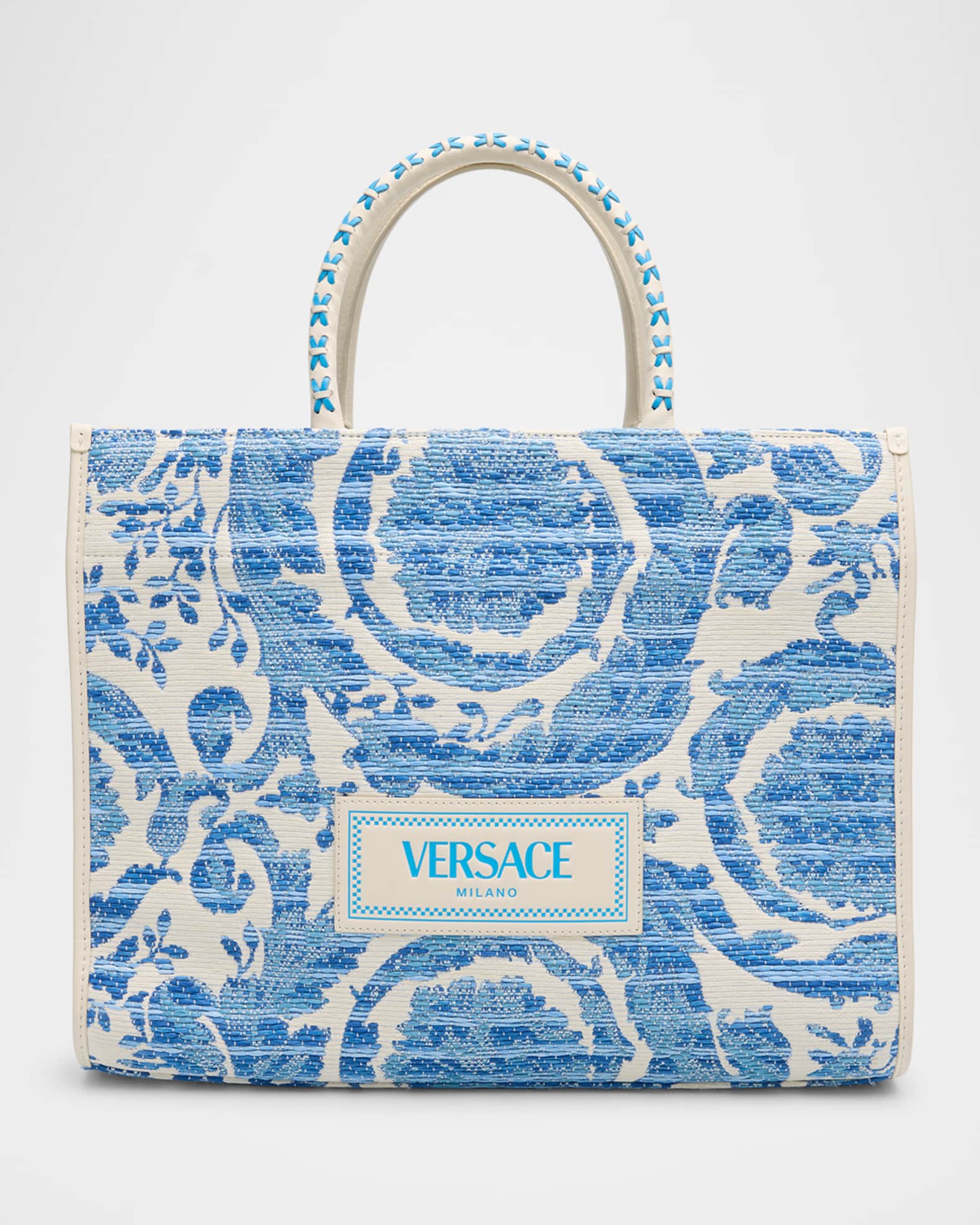 Versace★素敵！White & Gold Barocco Print Shoulder Tote Bag 19611887_44019999_600.jpg