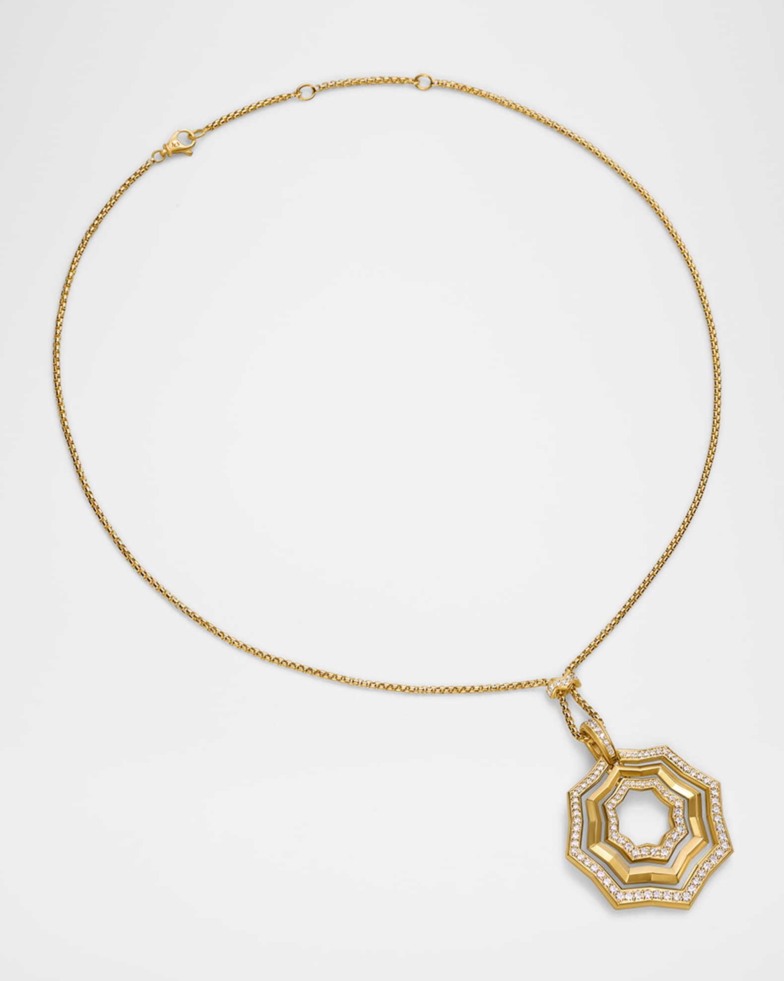 David Yurman Zig Zag Stax Pendant Necklace with Diamonds in 18K