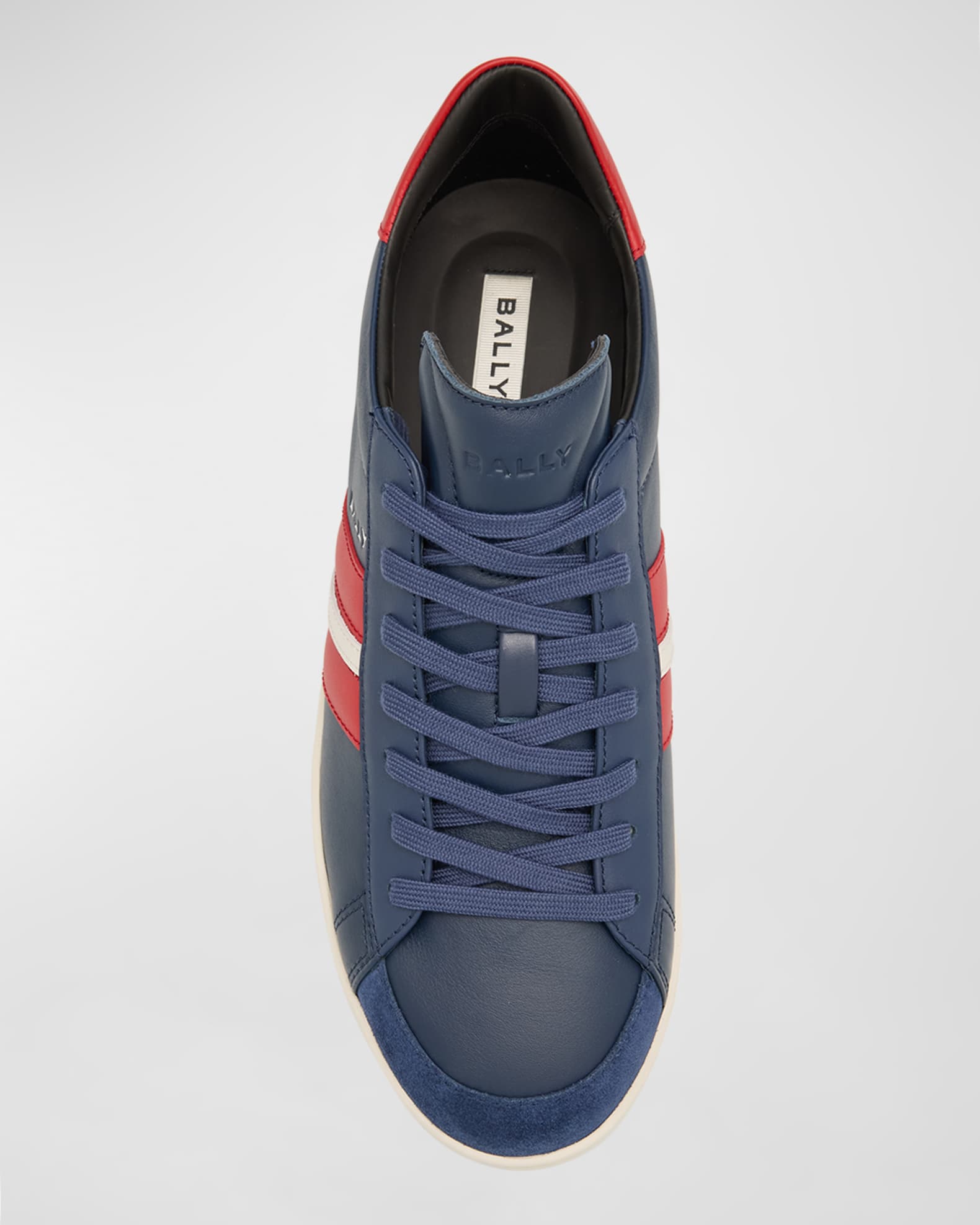 Bally Men s Low top Leather Tennis Sneakers Marine Candyred Wht Men s 12D Sneakers Trainers Low top Sneakers