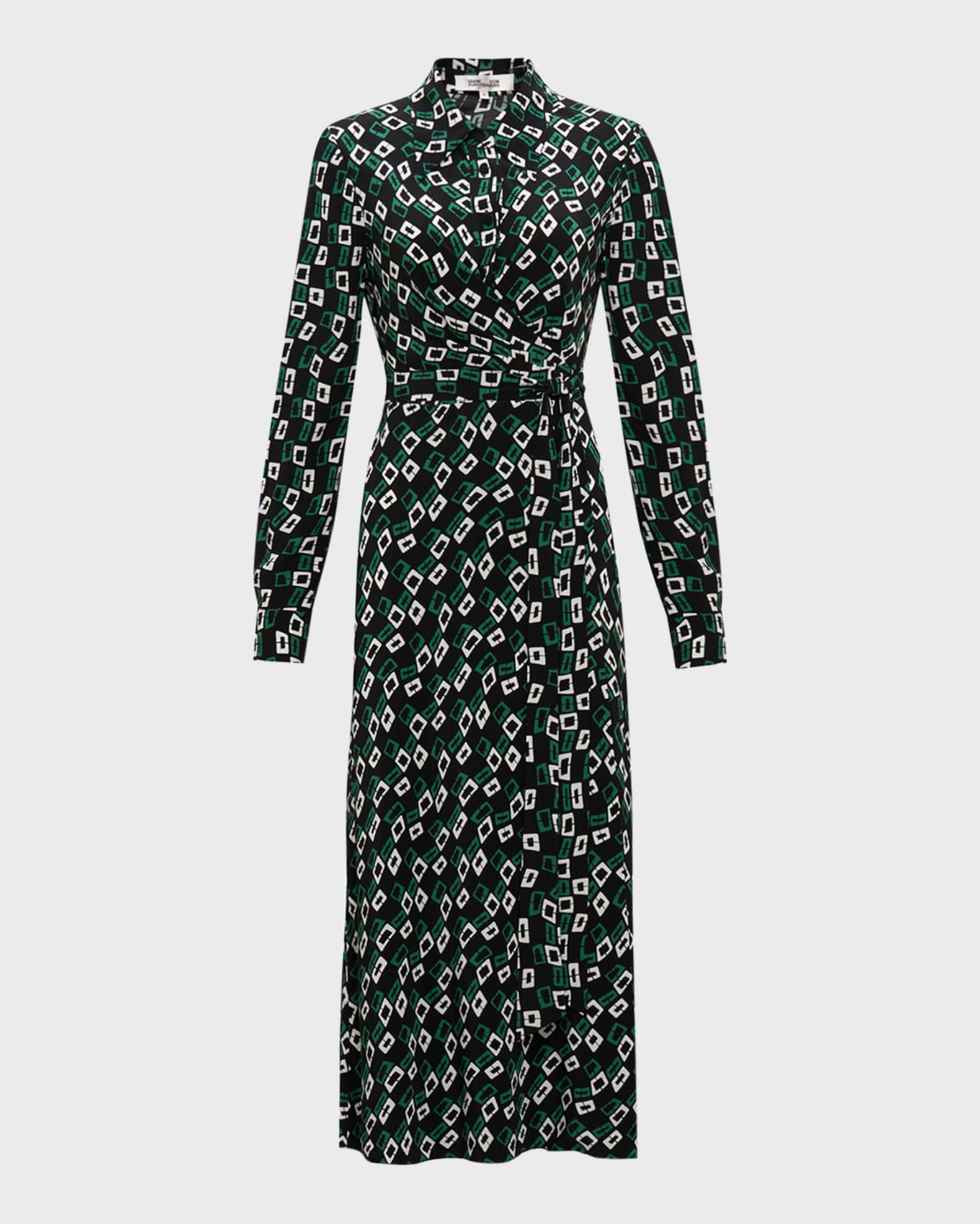 Tori Geometric Print Midi Wrap Dress