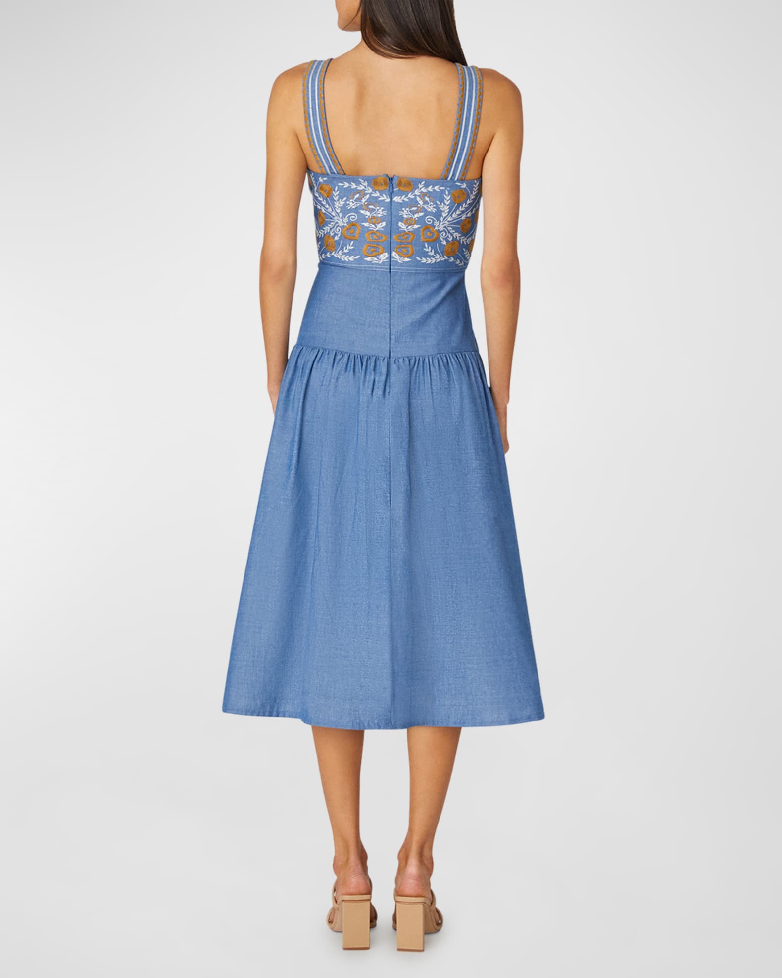 Shoshanna Greta Embroidered Knee Length Dress Neiman Marcus