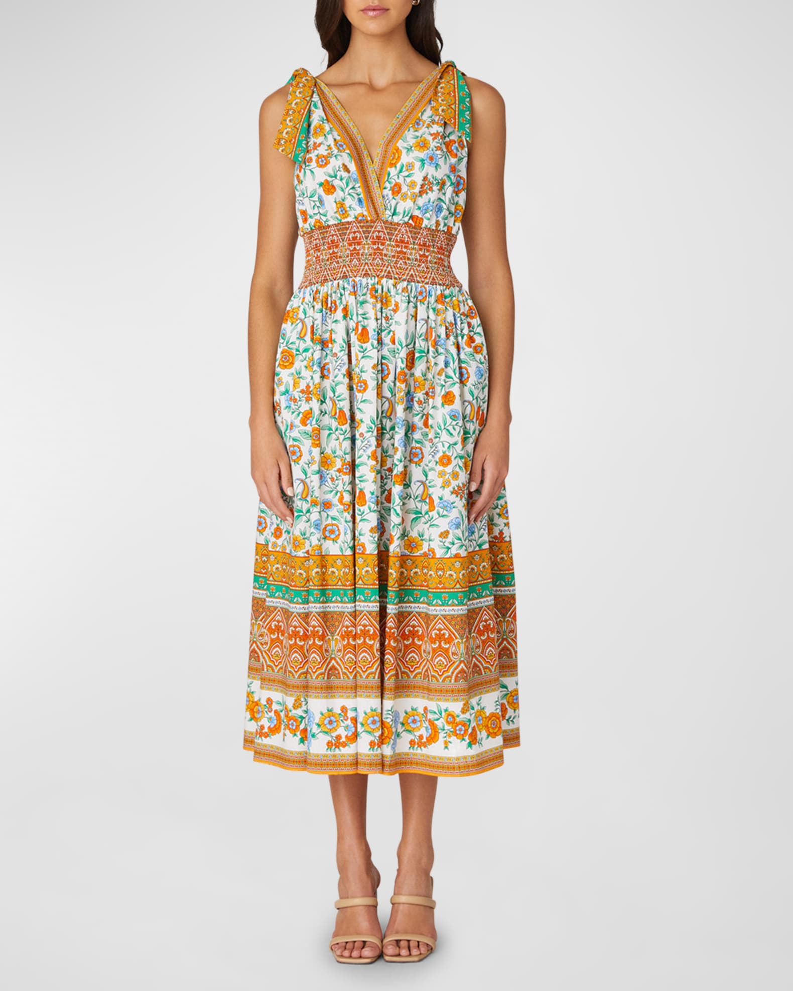 Shoshanna Bree Tie Shoulder Midi Dress Neiman Marcus