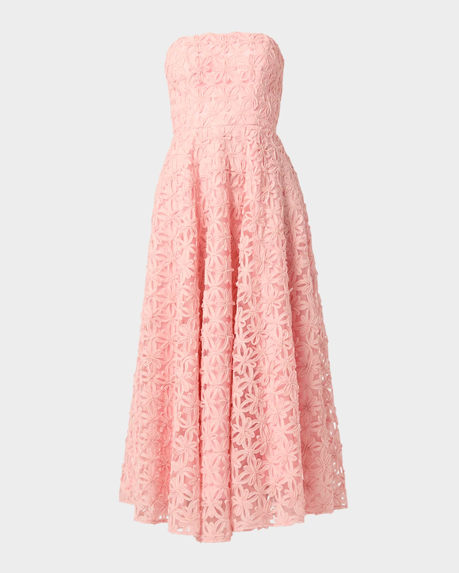 Strapless Floral Applique Maxi Dress 0