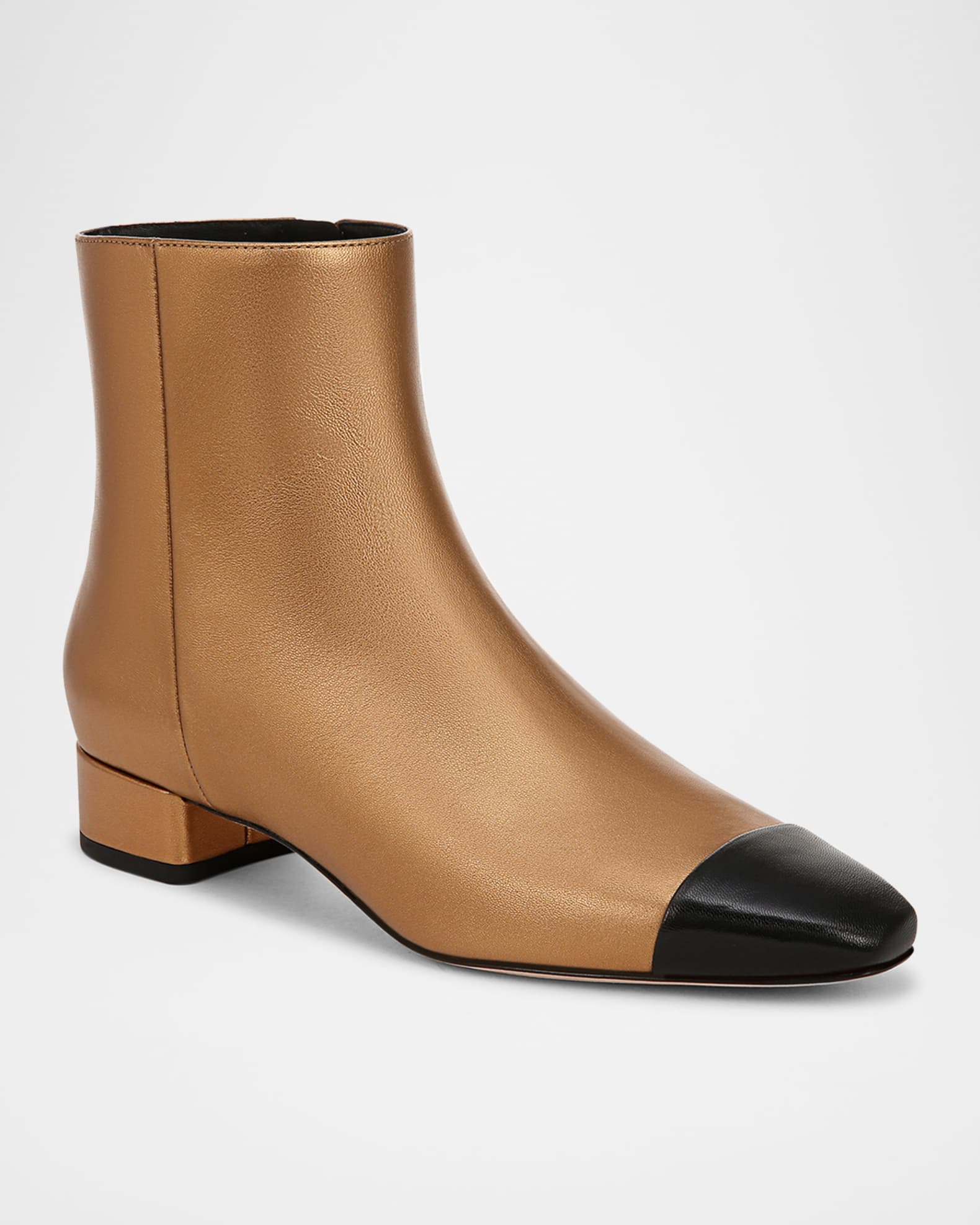 Cecile Metallic Cap Toe Ankle Booties